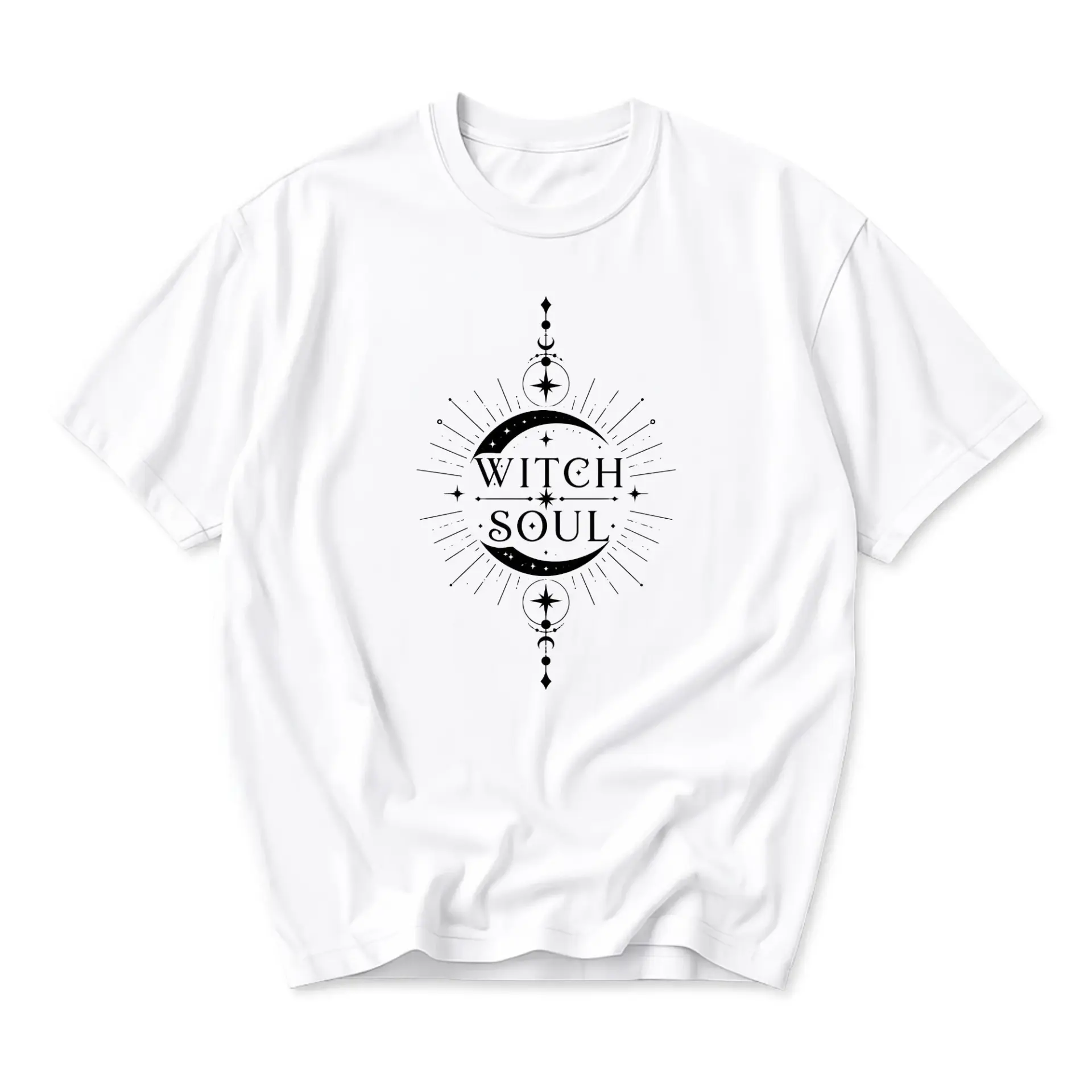 Graphic Tee Witch Soul Celestial Moon Stars Design Unisex Crew Neck Short Sleeve Cotton Blend Casual Everyday Shirt