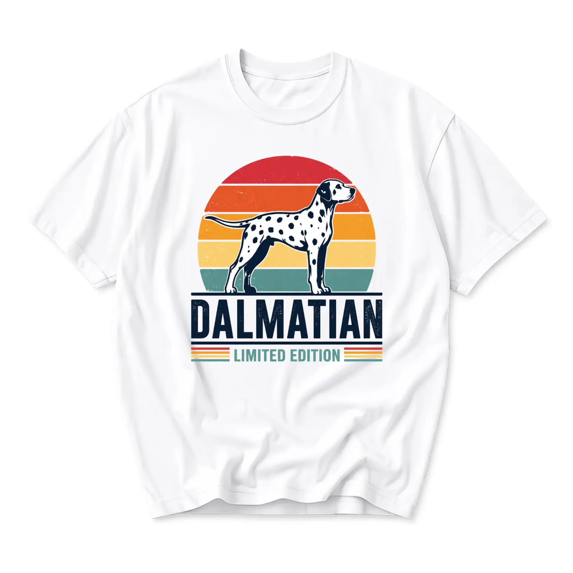 Graphic Tee Dalmatian Shirt Vintage Sunset Style Unisex Crew Neck Casual