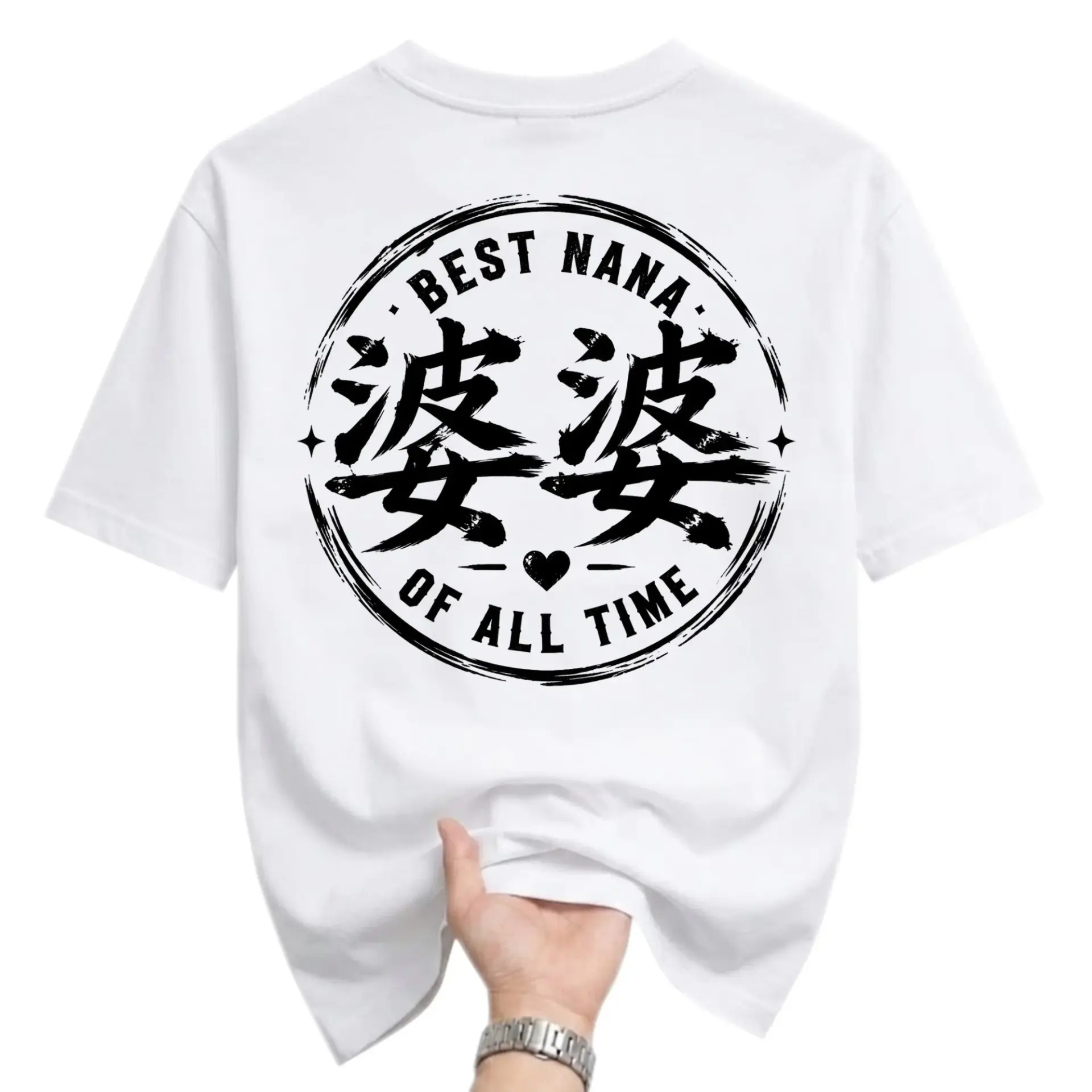 Graphic Tee Best Nana of All Time Japanese Calligraphy Style Print Unisex Casual Crew Neck Comfortable Cotton Shirt
