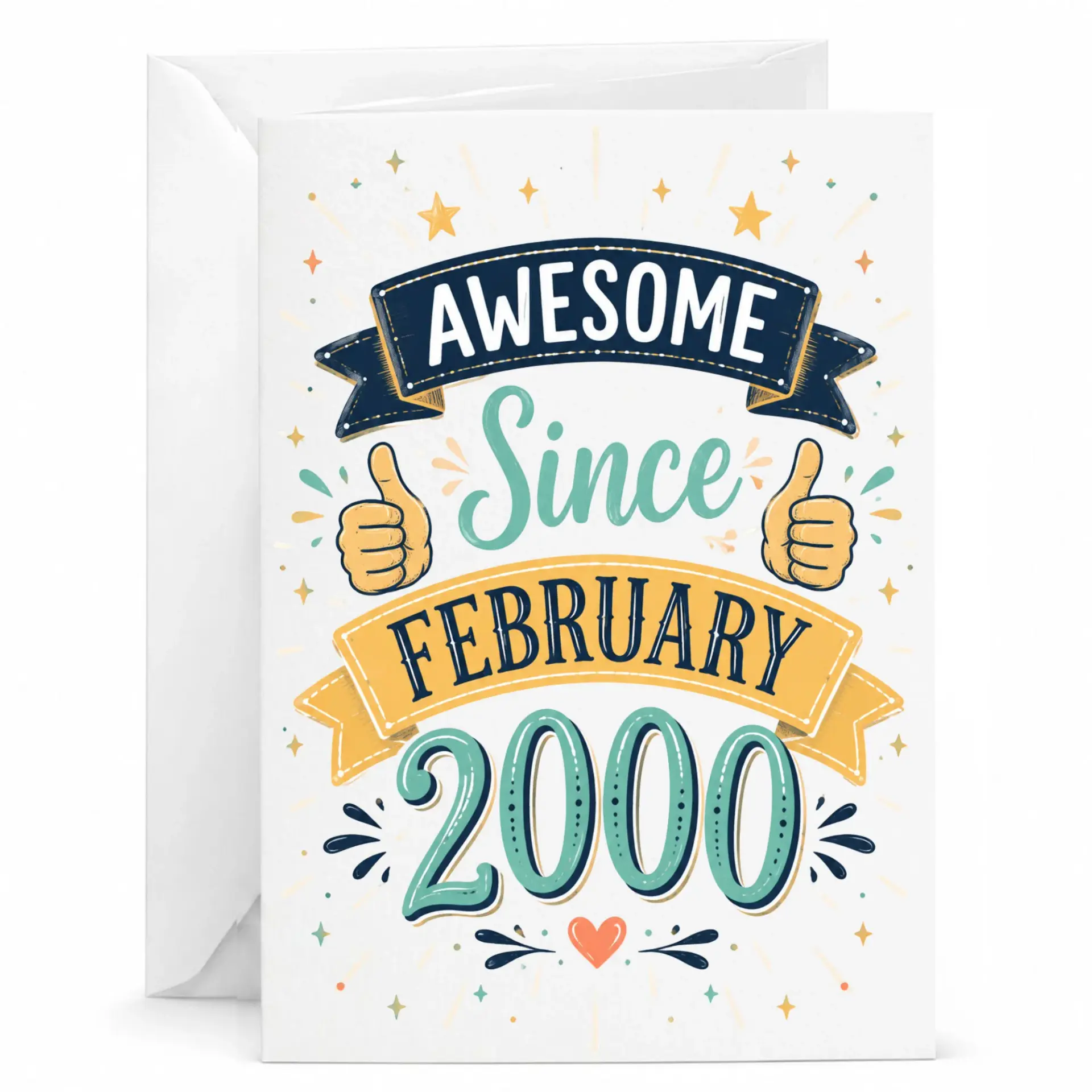 Birthday Card Awesome Since February 2000 Vintage Style Greeting Card for Milestone Birthdays and Celebrations
