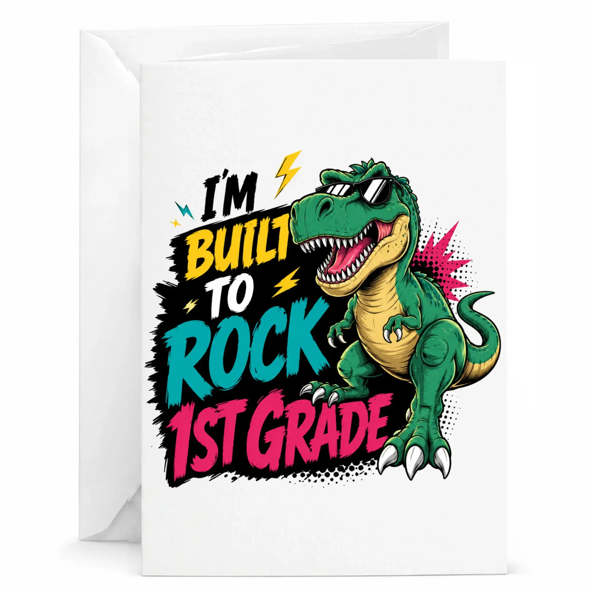 Funny Dinosaur Greeting Card I Am to Rock 1st for Achievement and Milestone Encouragement