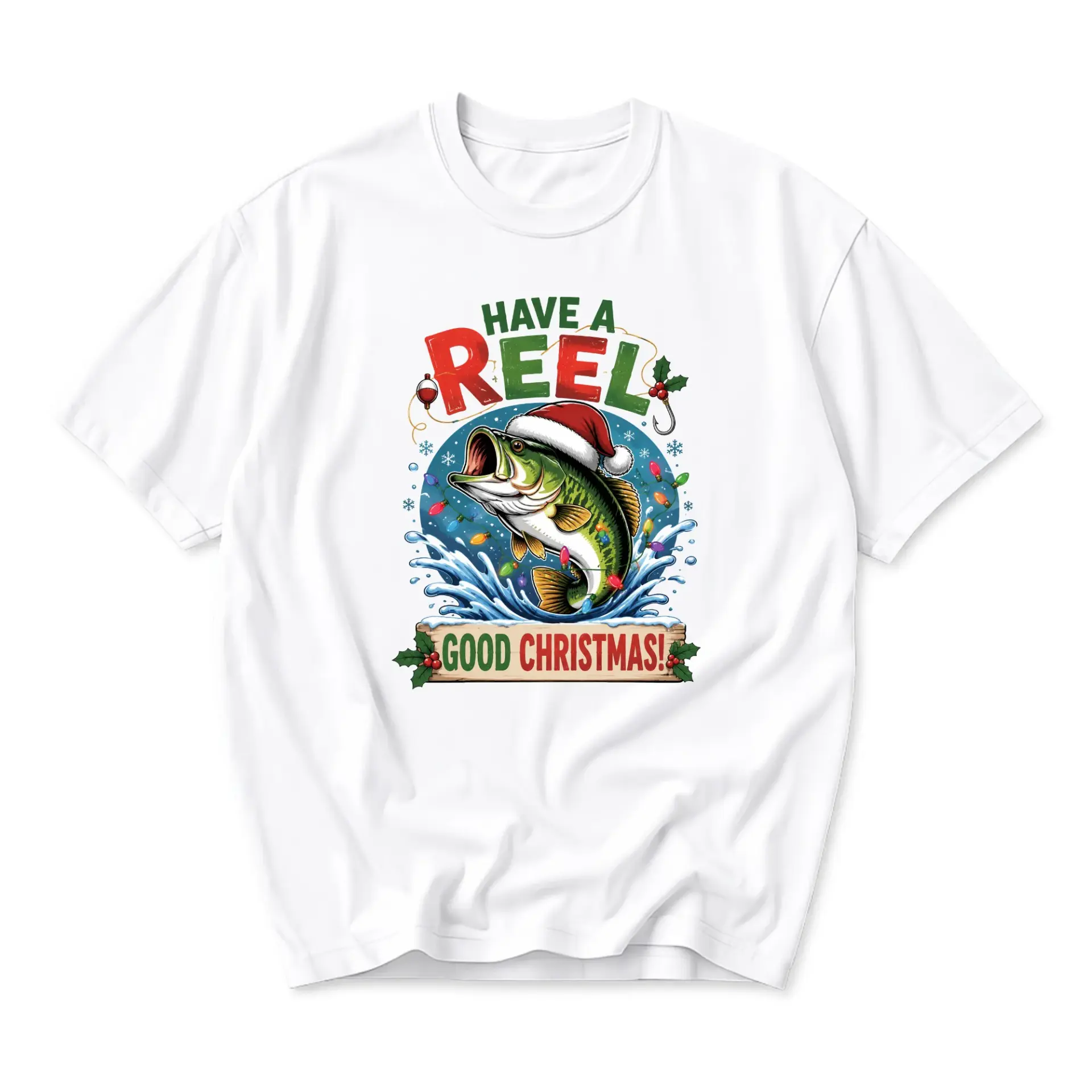 Graphic Tee Have a Reel Good Christmas Fishing Holiday Humor Unisex Cotton