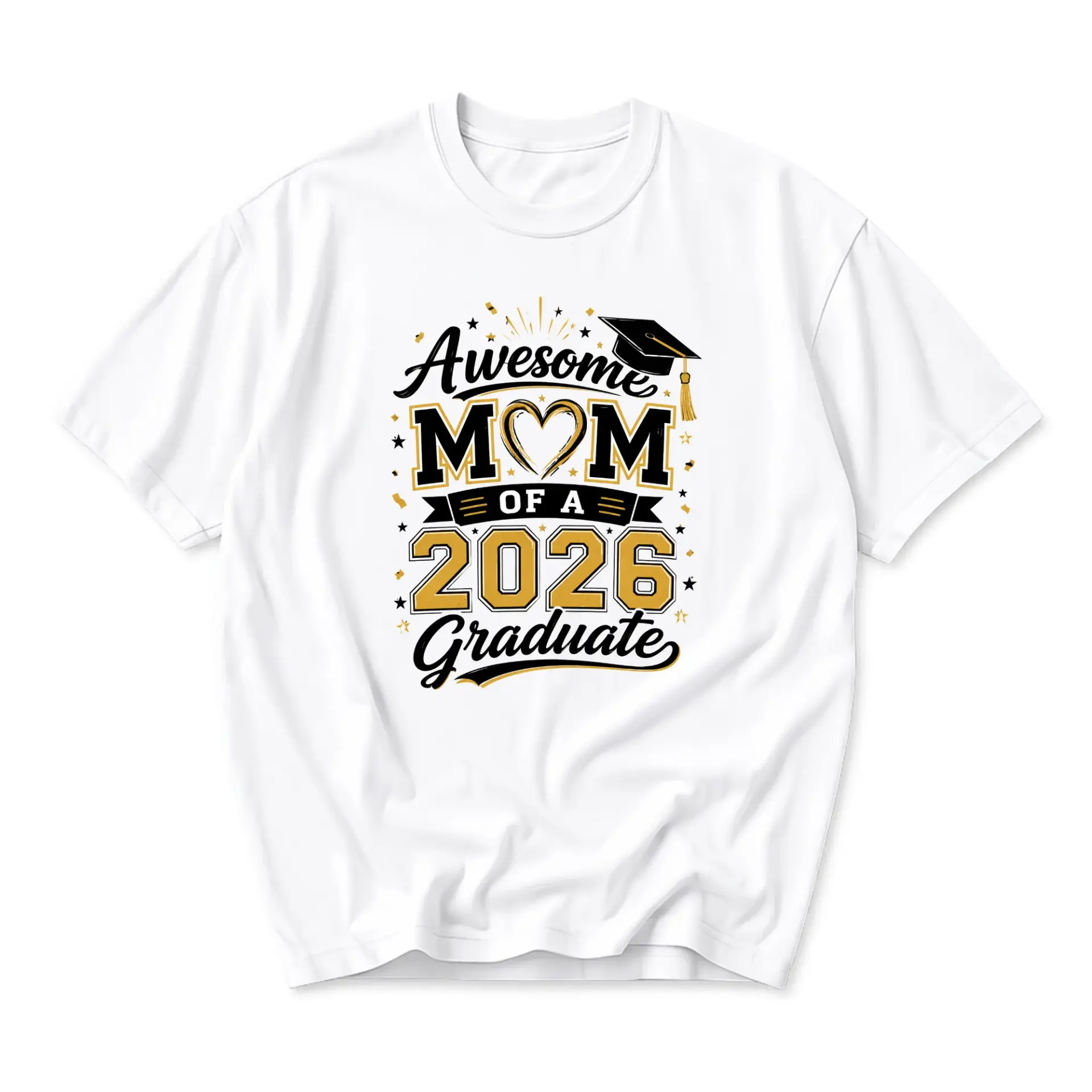 Graphic Tee Awesome Mom of a 2026 Graduate Unisex Crew Neck T-Shirt Short Sleeve Casual Apparel for Proud Parents