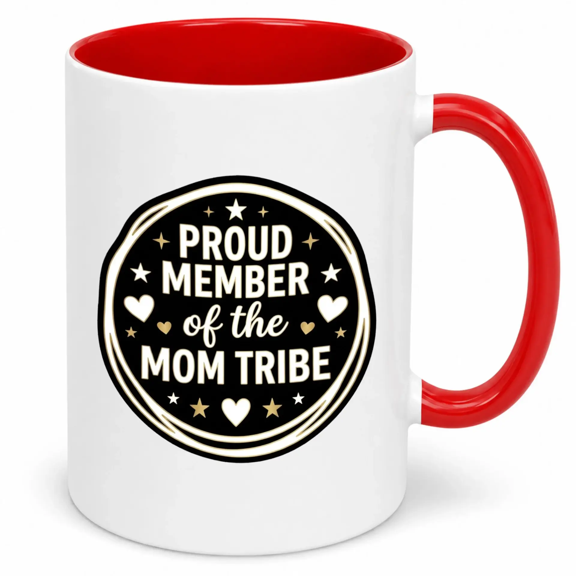 Ceramic Coffee Mug for Proud Moms, Motherhood Theme Beverage Cup with Heart and Star Design, Inspirational Gift for Mom Tribe Members