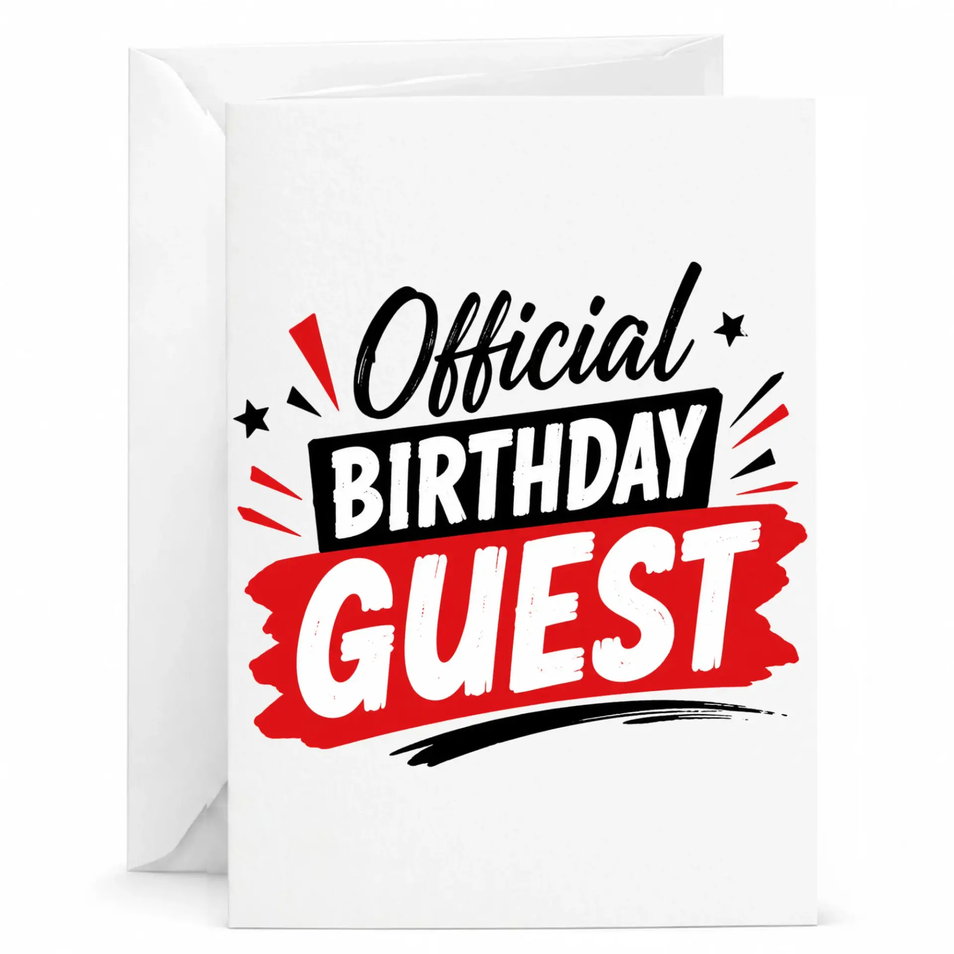 Birthday Card Official Birthday Guest Fun Design Greeting Card for Party Celebrations 5x7 Inch Folded Note Card