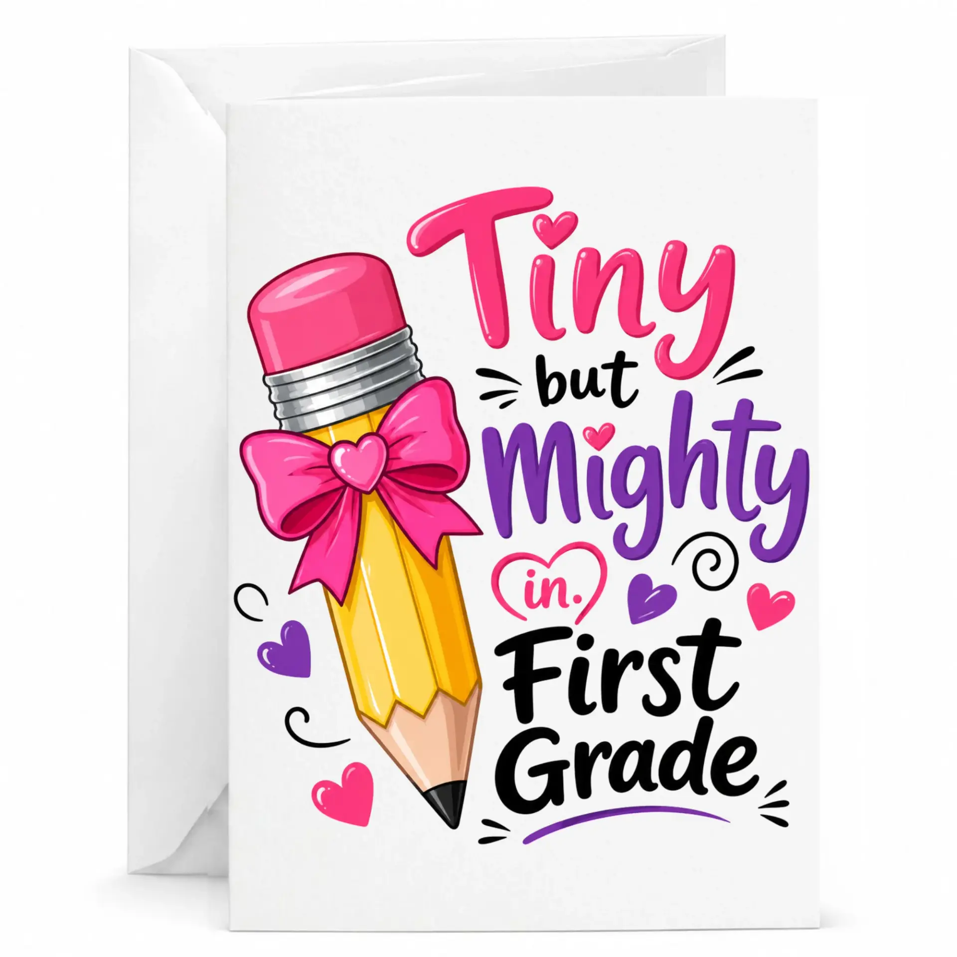 Funny School Themed Greeting Card Tiny but Pencil Design for Academic Encouragement and Recognition