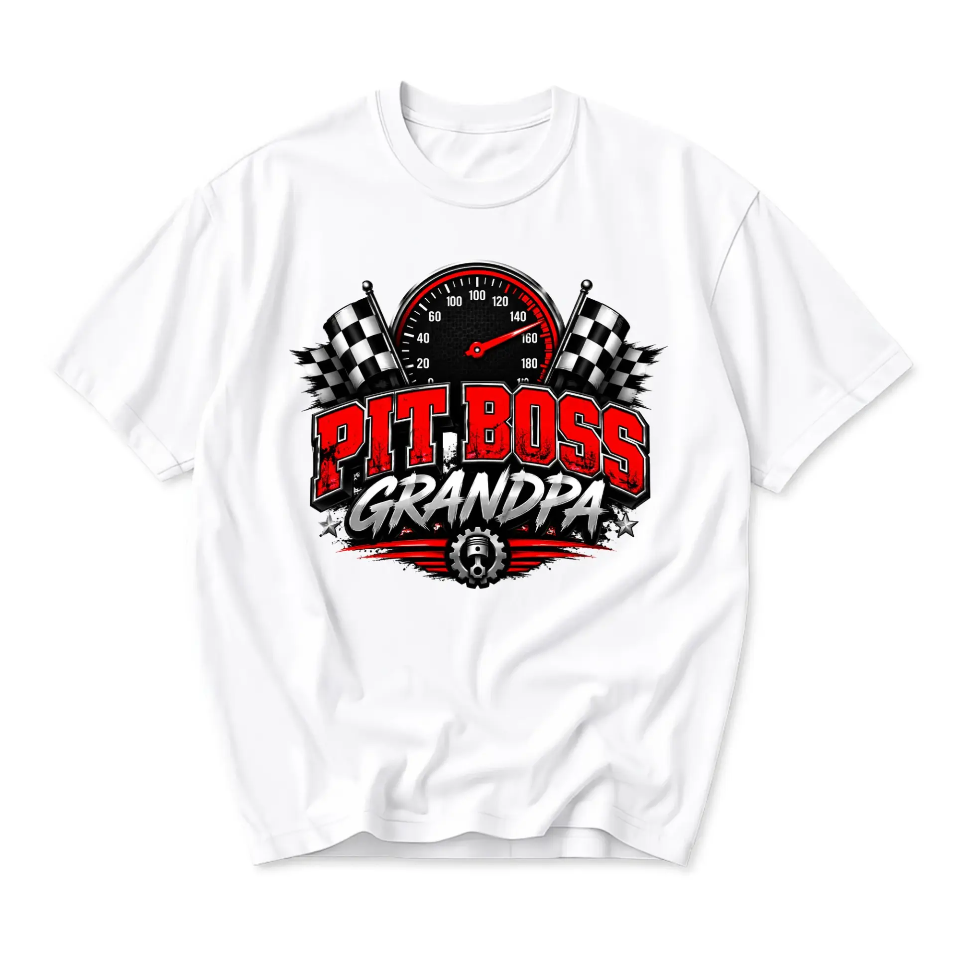 Graphic Tee Pit Grandpa Race Car Speedometer Design Unisex Crew Neck Short