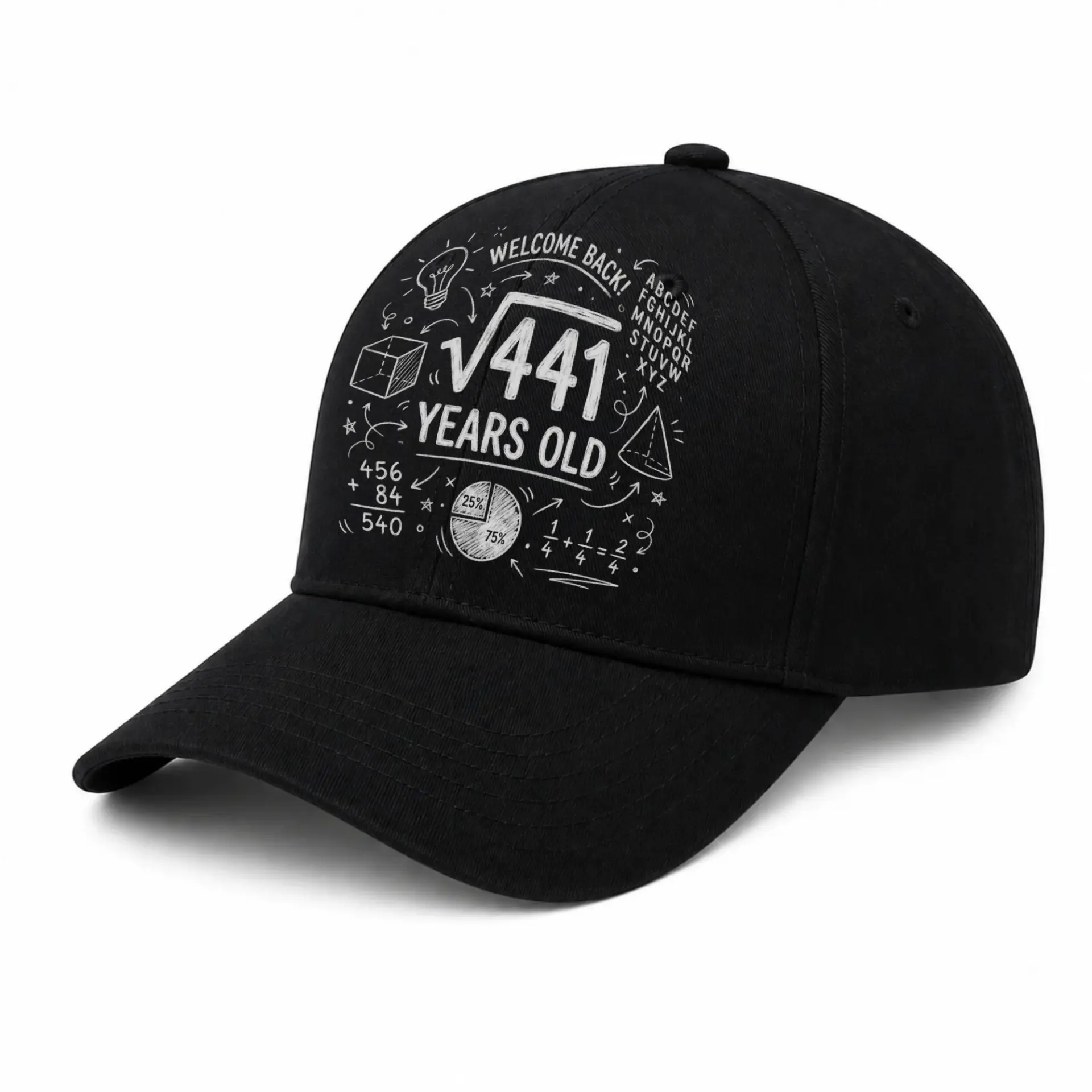 Baseball Cap Math Equation Graphic Hat Embroidered Cotton Accessory