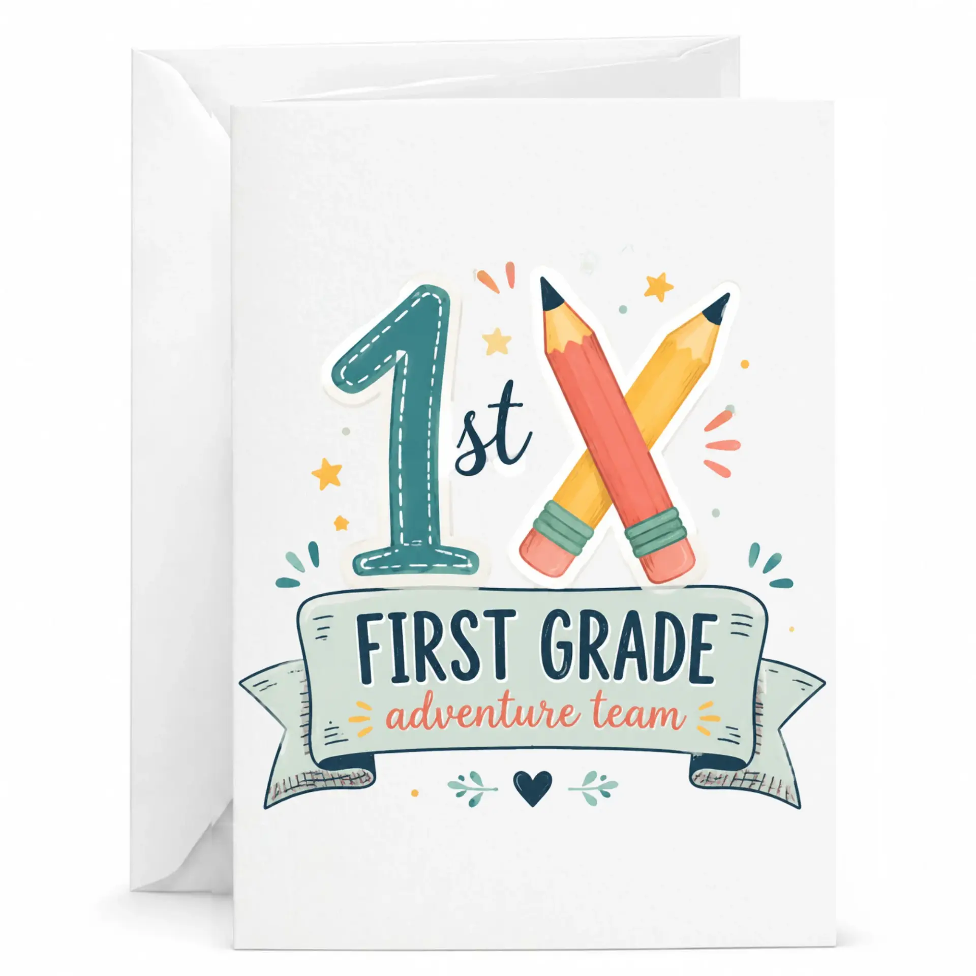 Greeting Card First Adventure Team Design for Celebrating New and Beginning of Term