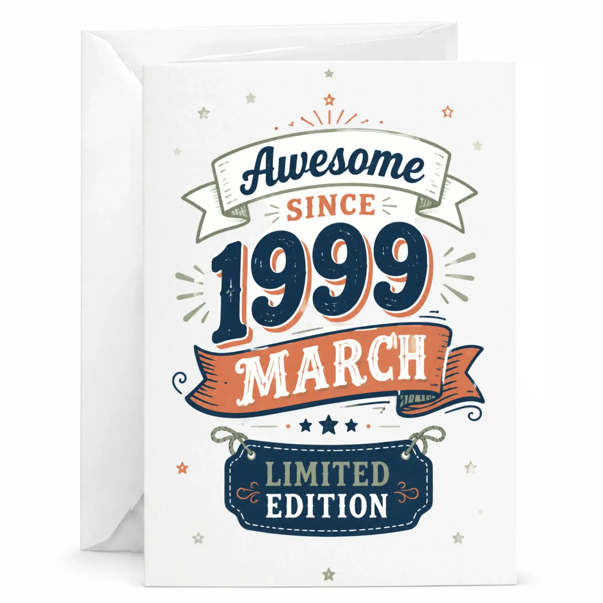Birthday Card Awesome Since March 1999 Limited Edition Vintage Style Greeting Card for Milestone Celebration