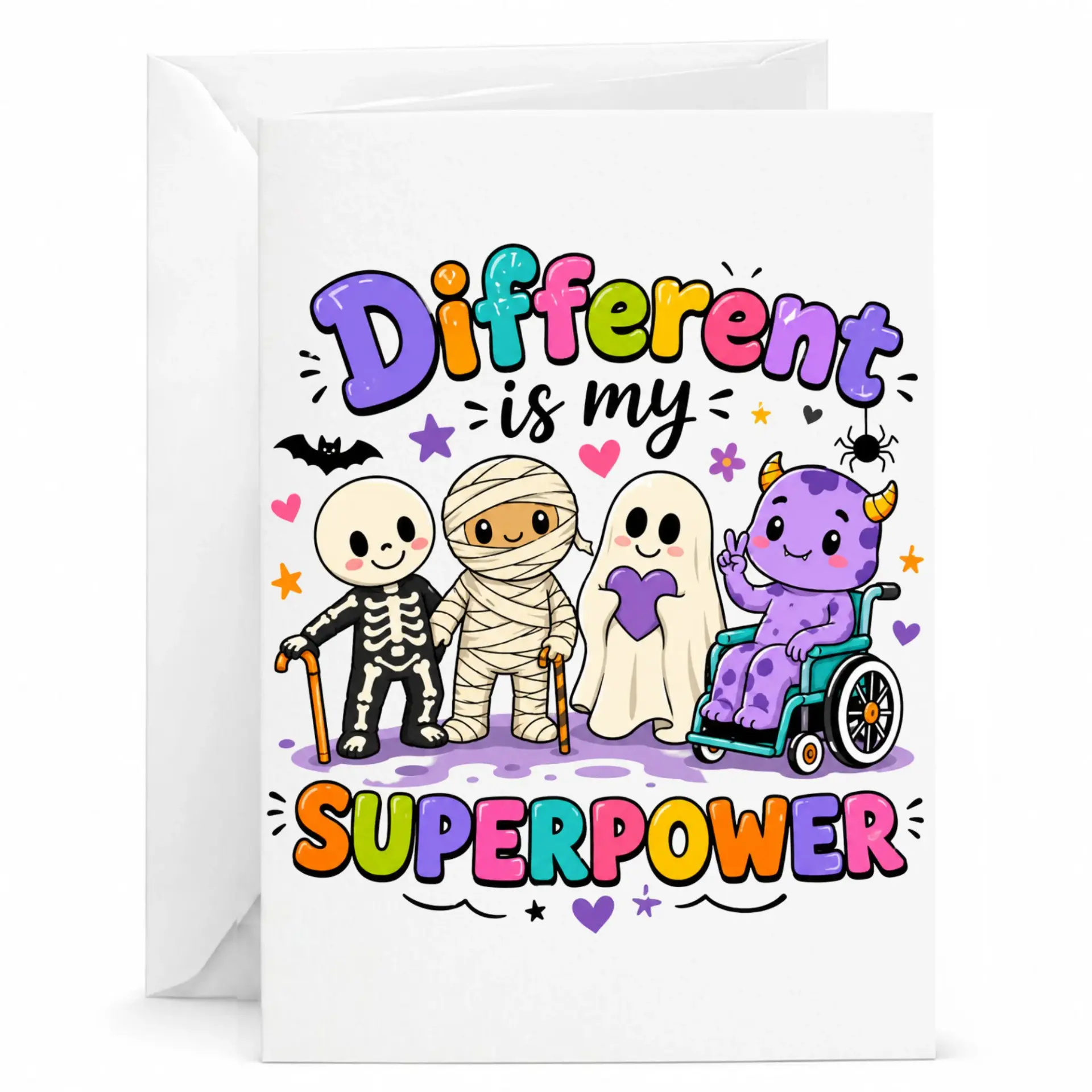 Funny Different Is My Superpower Greeting Card with Envelope for Encouragement and Support Milestone