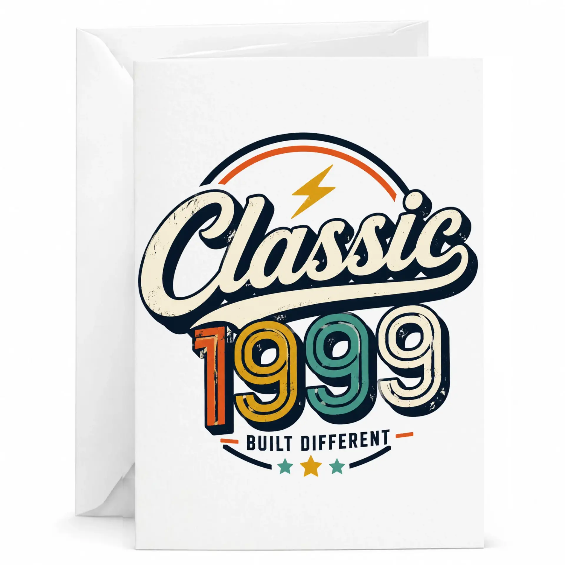 Birthday Card Classic 1999 Built Different Vintage Retro Design Printed Greeting Card for Milestone Celebration