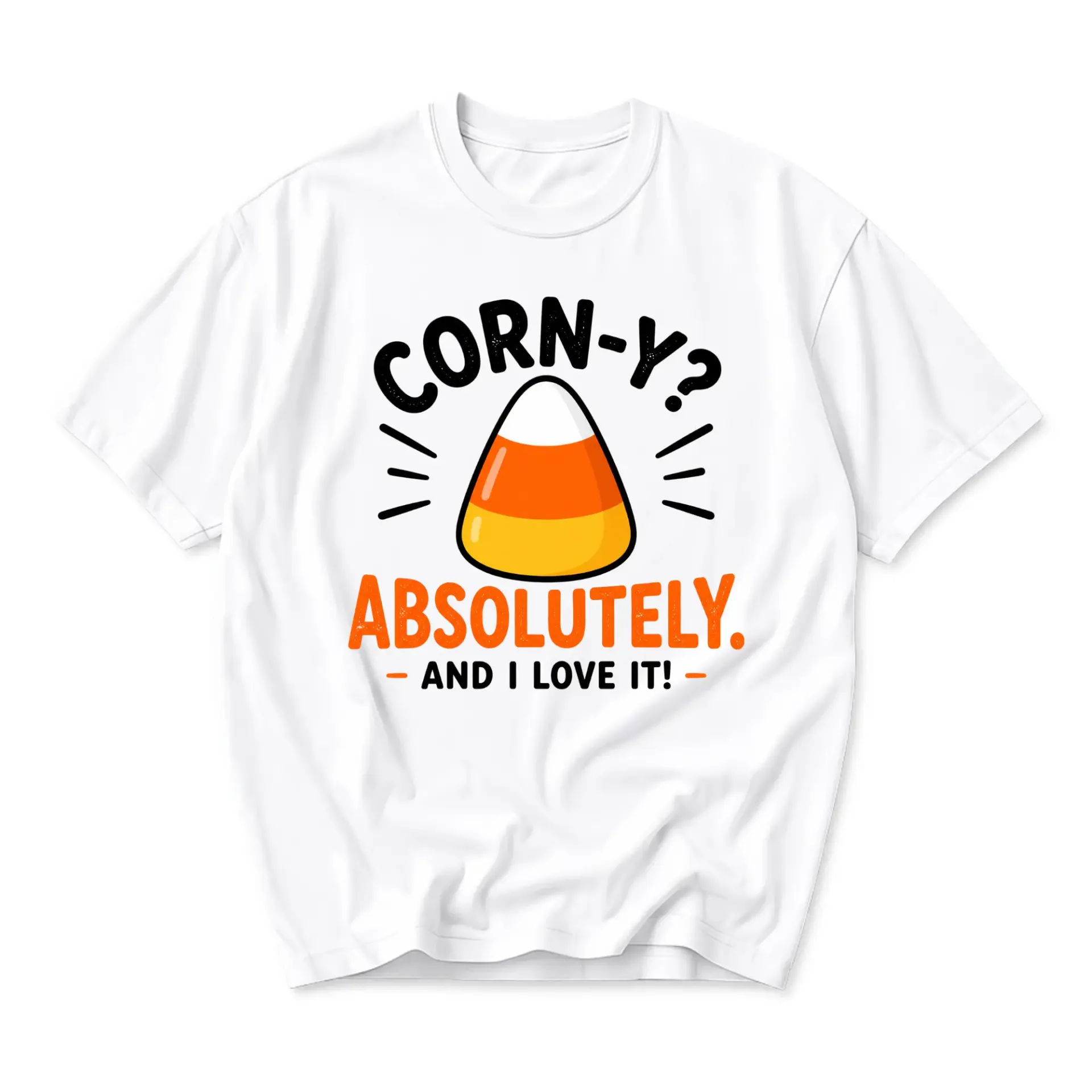 Funny Shirt Candy Corn Graphic Tee Seasonal Humor Casual Unisex Crew Neck T-Shirt for Autumn Holiday Celebration Apparel