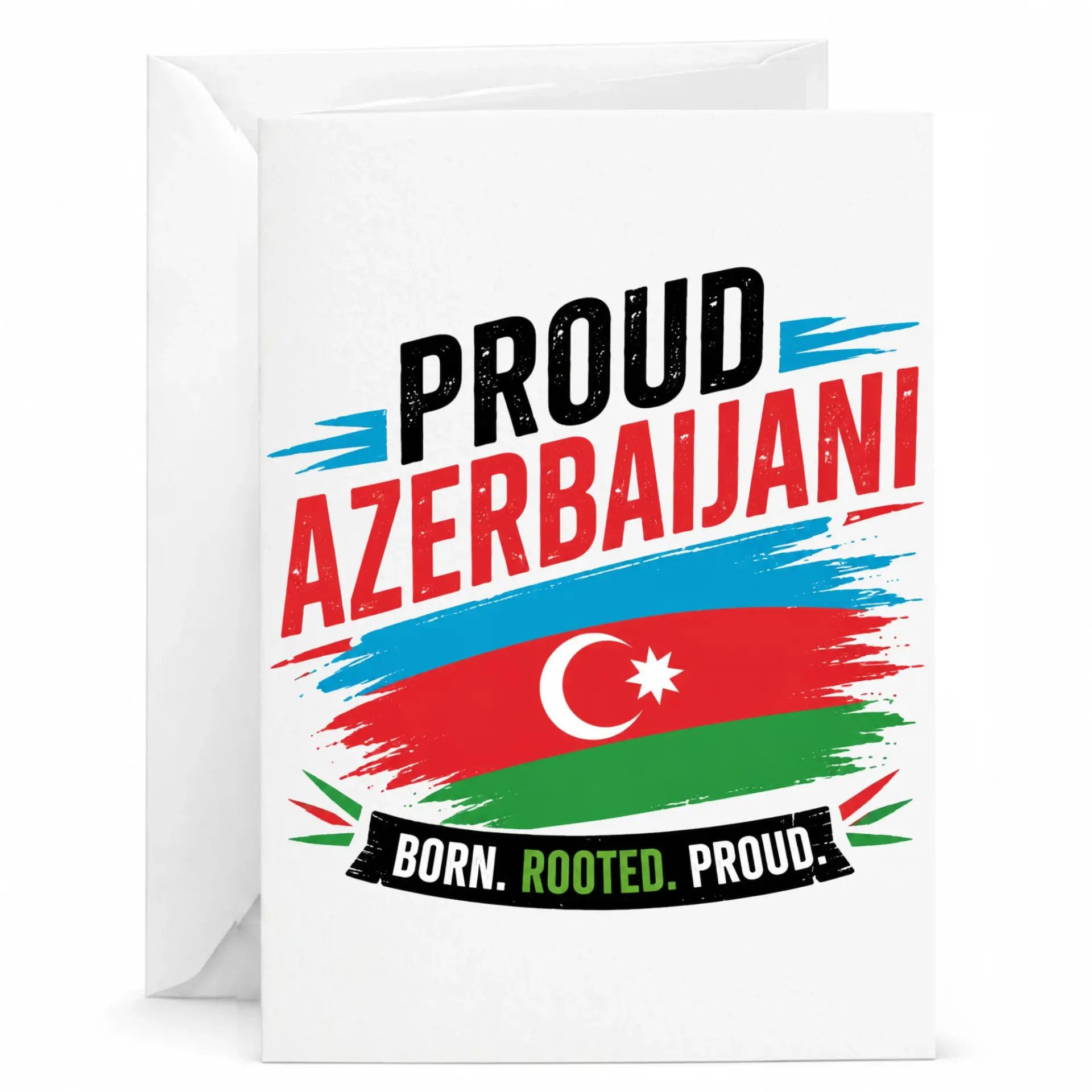 Greeting Card Proud Azerbaijani Born Rooted Proud Flag Design Cultural Heritage Stationary for Special Personal Occasions