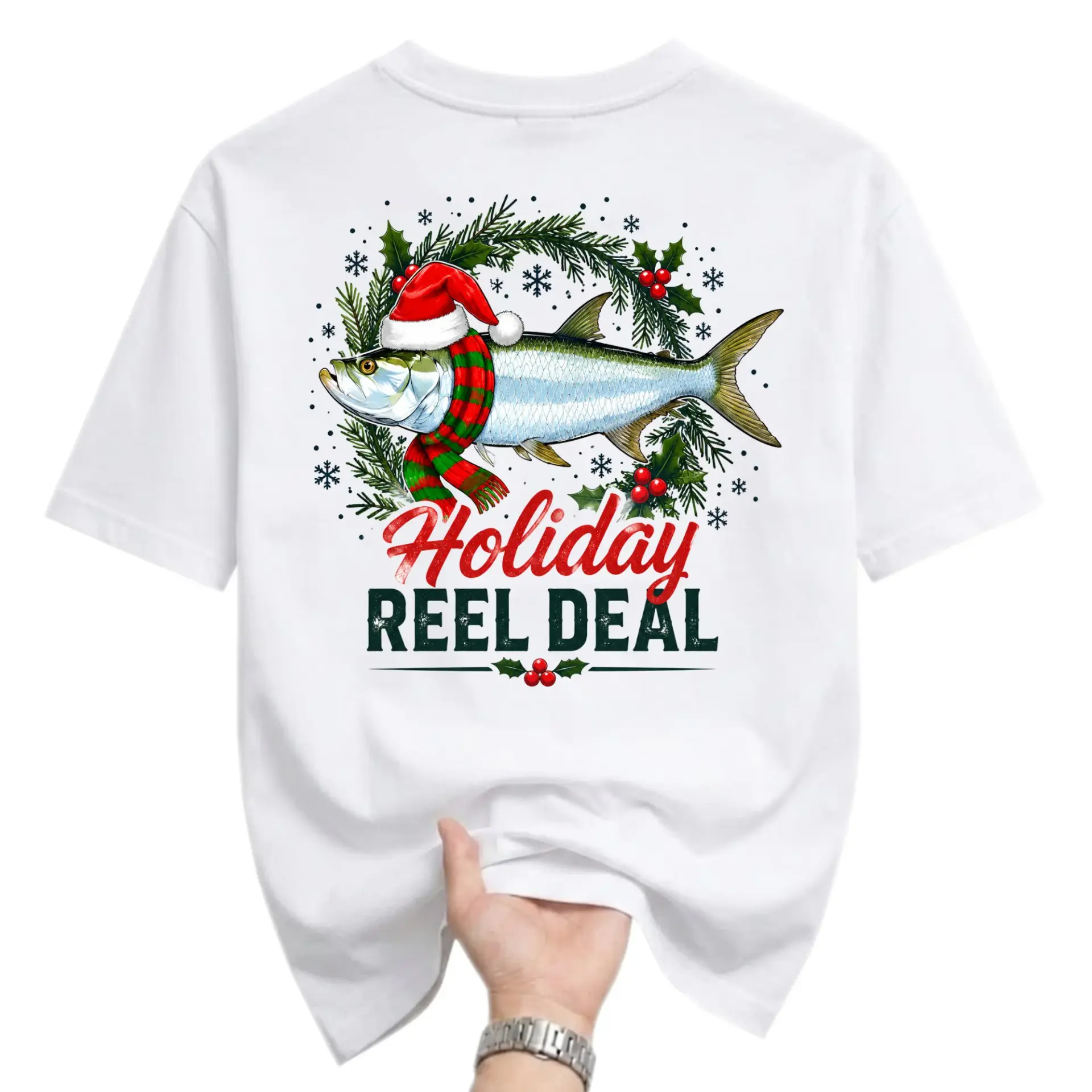 Funny Shirt Holiday Reel Deal Graphic Tee Unisex Fishing Lover Seasonal Apparel Casual Short Sleeve Cotton Top