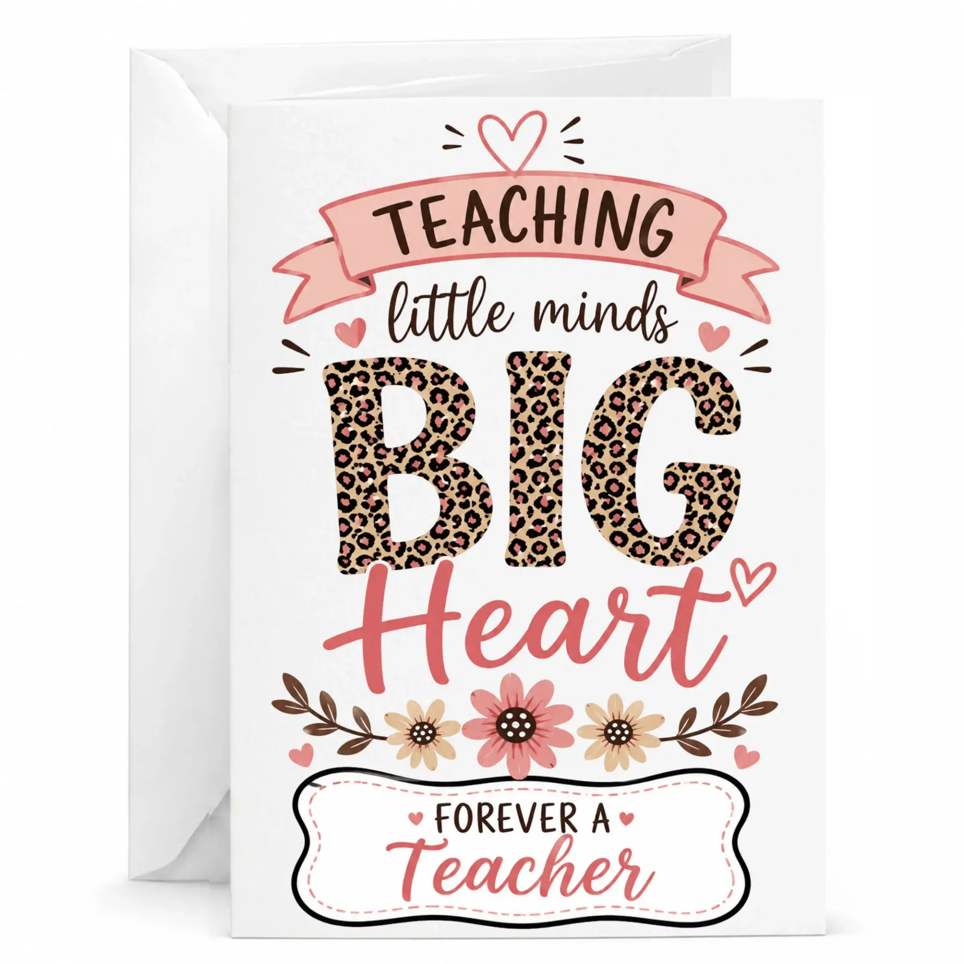 Greeting Card for Teacher Appreciation Featuring Floral and Animal Print Design Thoughtful