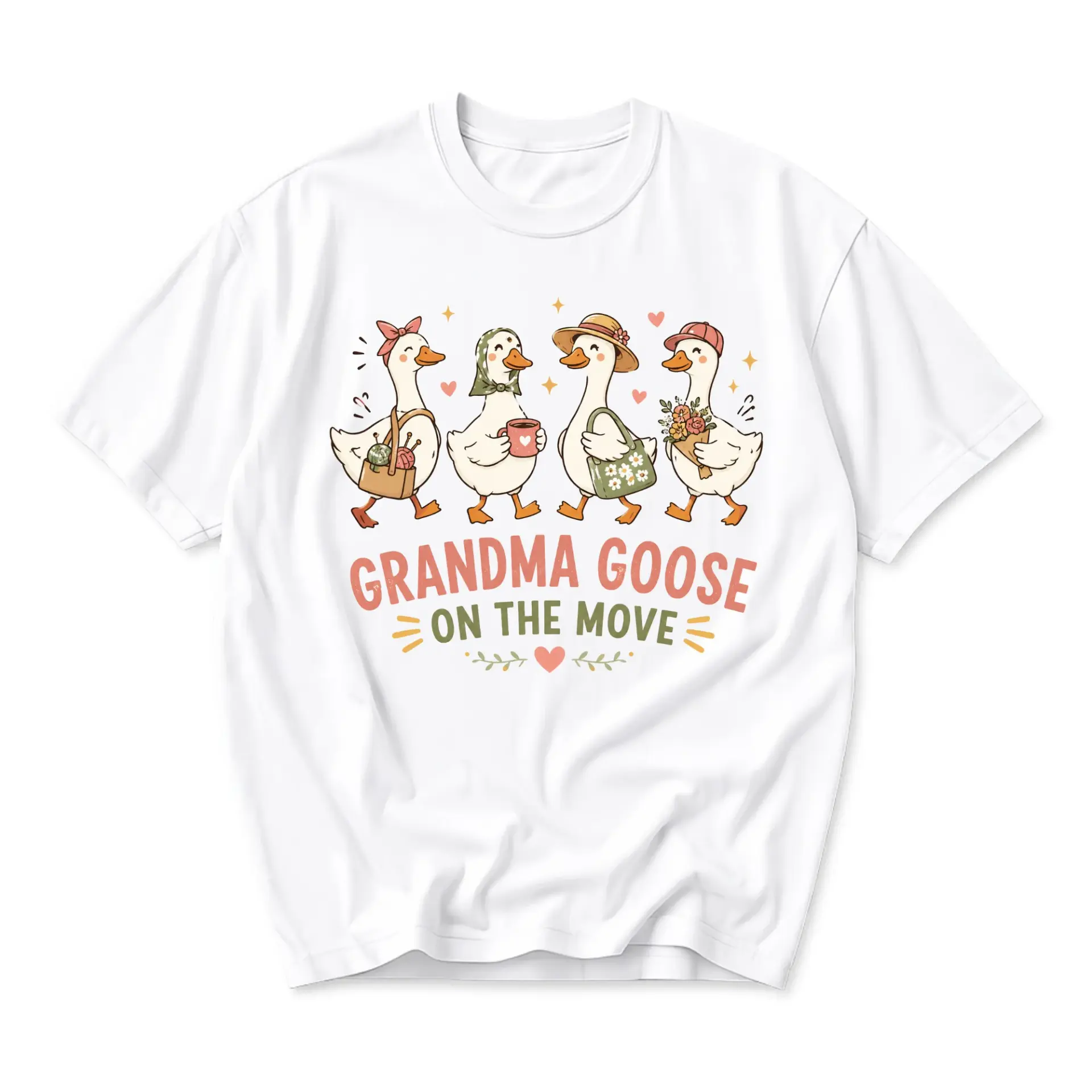 Graphic Tee Grandma Goose Shirt Illustration Unisex Casual Crew Neck Soft