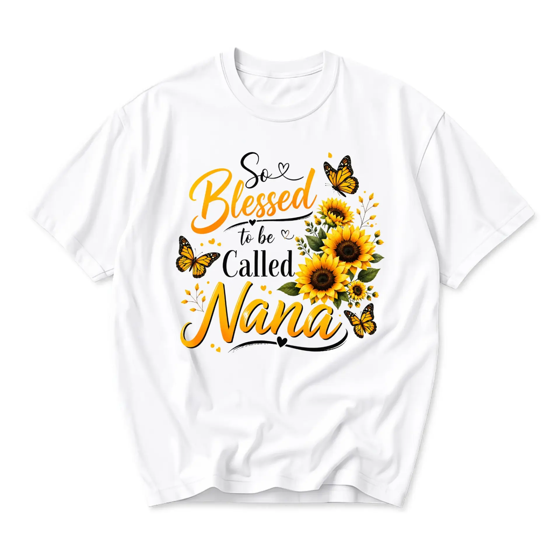 Graphic Tee to Be Called Nana Sunflower Butterfly Print Unisex Casual