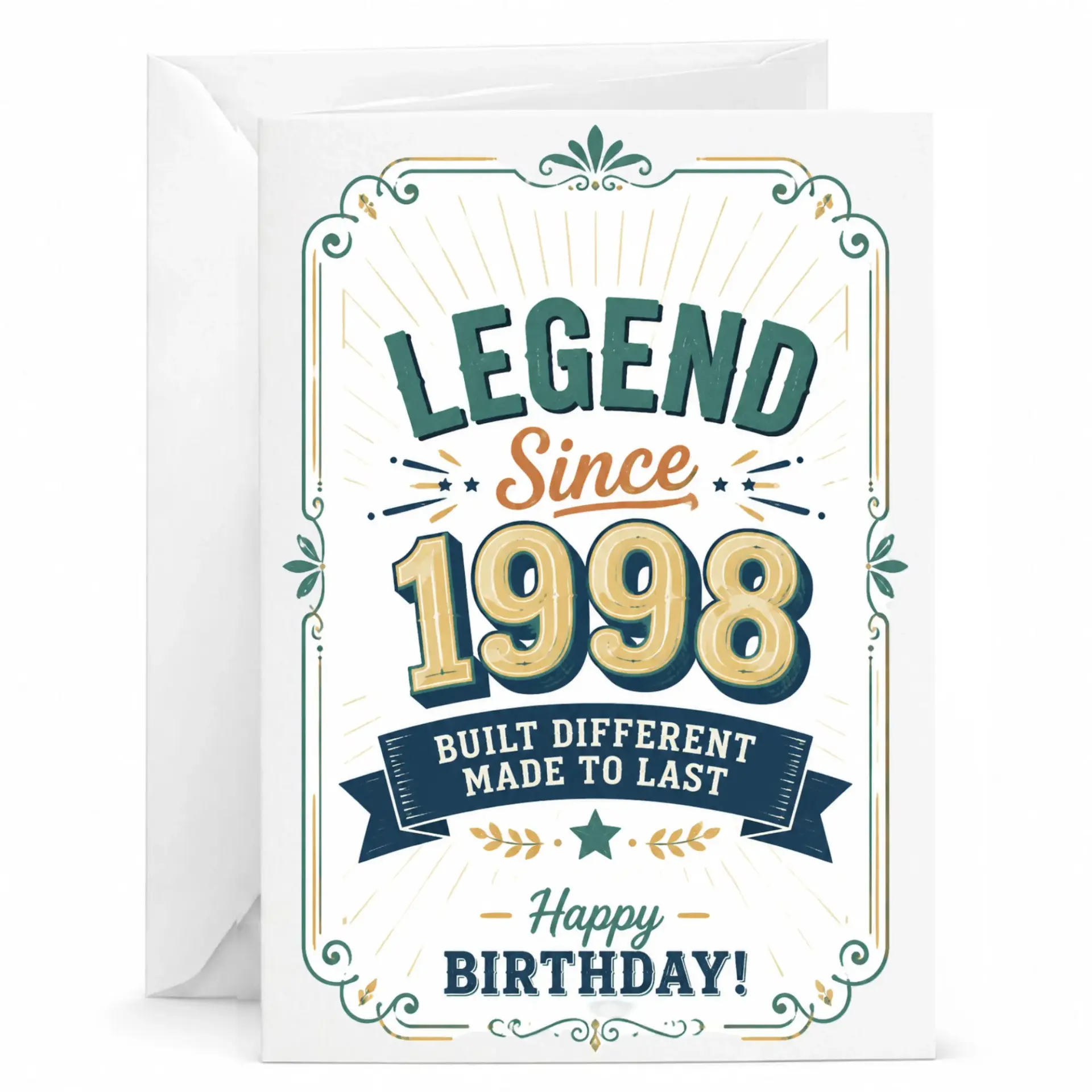 Birthday Card Legend Since 1998 Vintage Style Greeting Card for Him or Her Classic Milestone Birthday Anniversary Gift