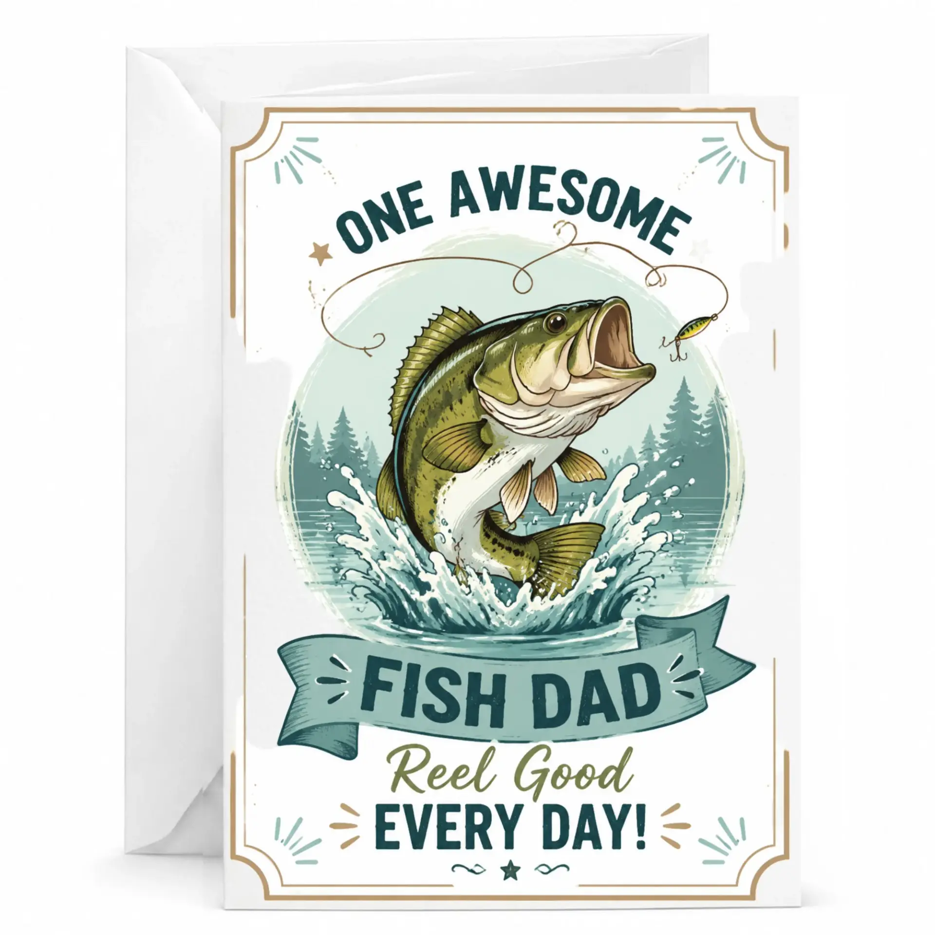 Funny Greeting Card for Dad Who Loves Fishing Angler Fisherman Awesome Fish Good