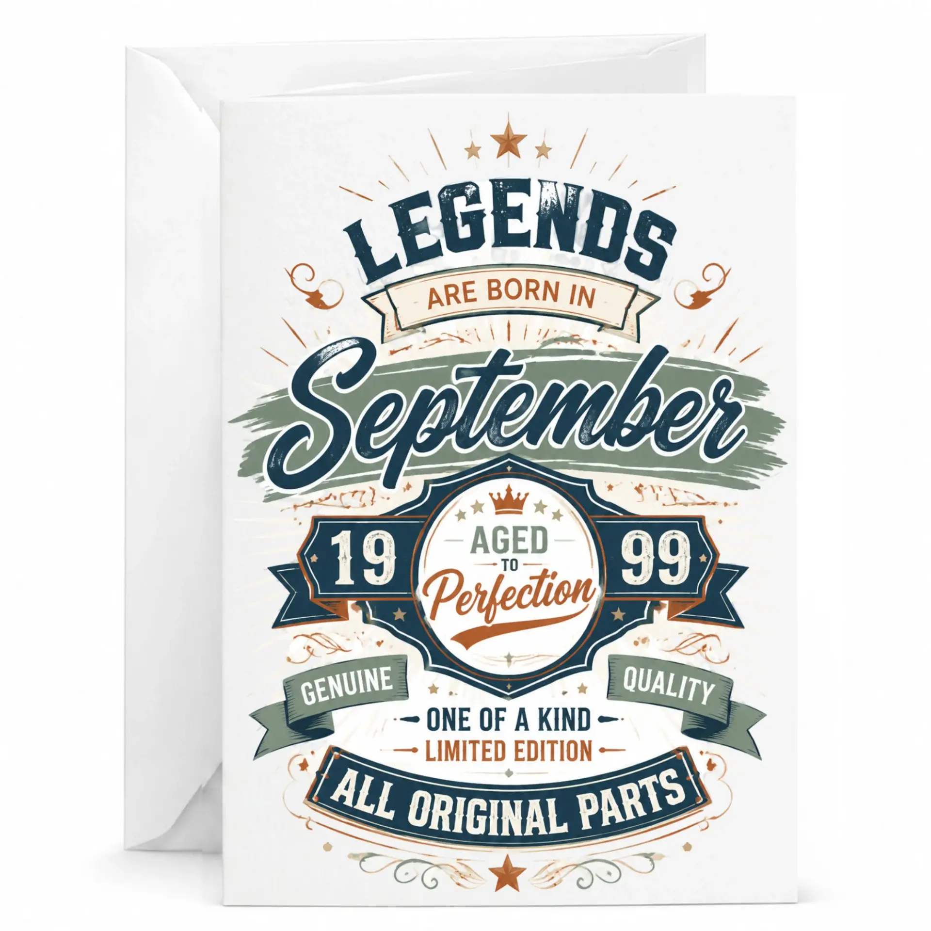Birthday Card Legends Are Born in September 1999 Aged to Perfection Vintage Design Professional Greeting Card