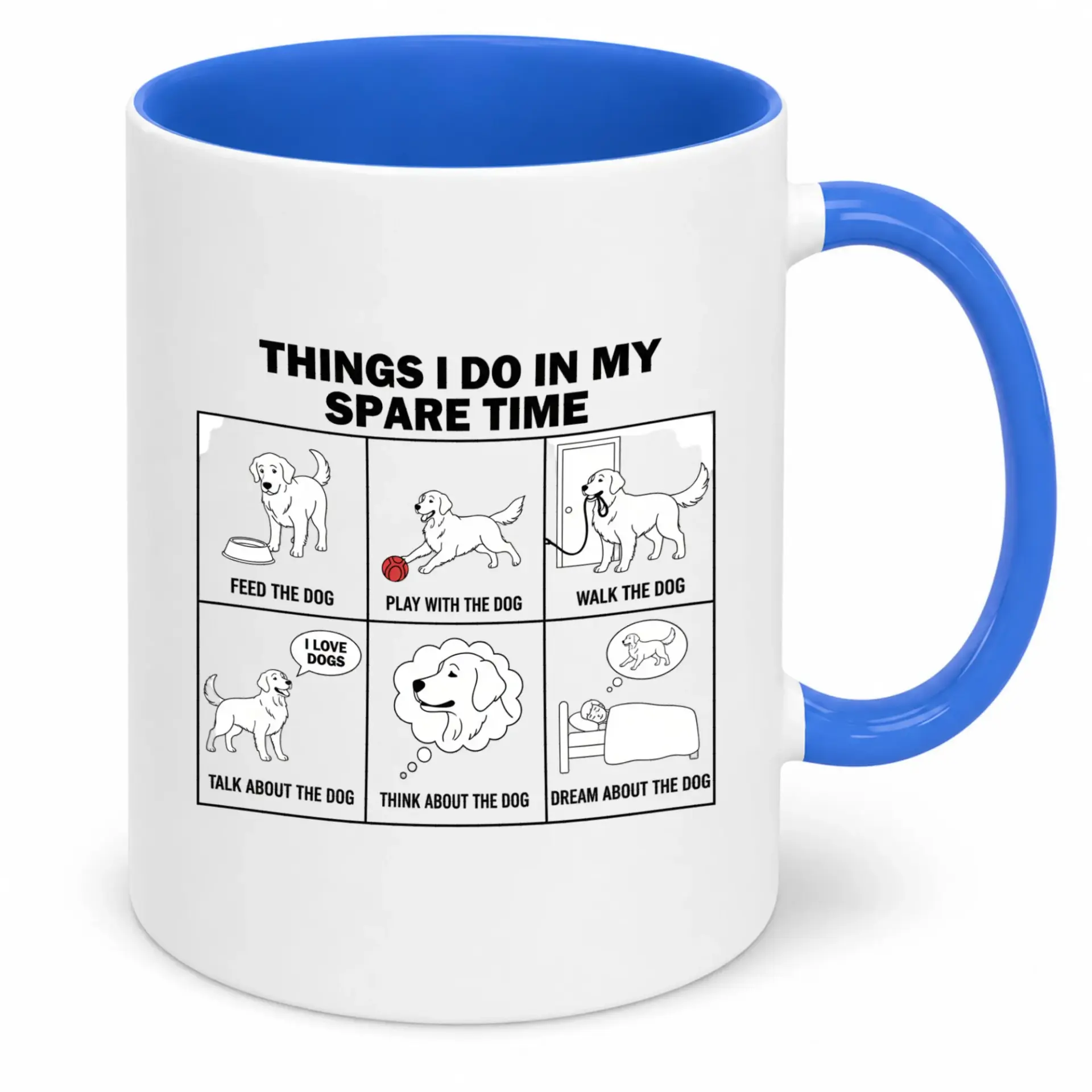 Funny Dog Lover Ceramic Coffee Mug with Humorous Daily Pet Activities Design Illustrated Owner Themed Tea Cup Perfect Gift Drinkware