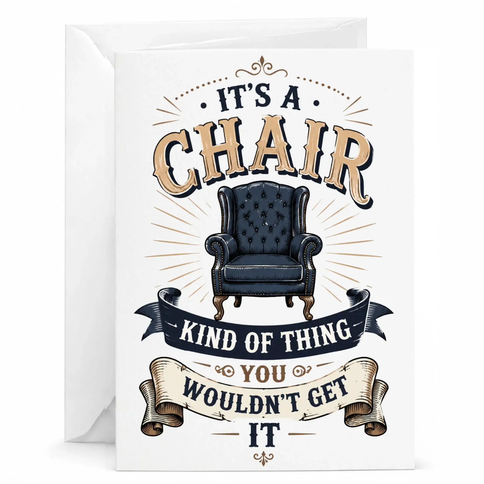 Funny Chair Pun Greeting Card Humorous Furniture Themed Note for Birthdays and Occasions