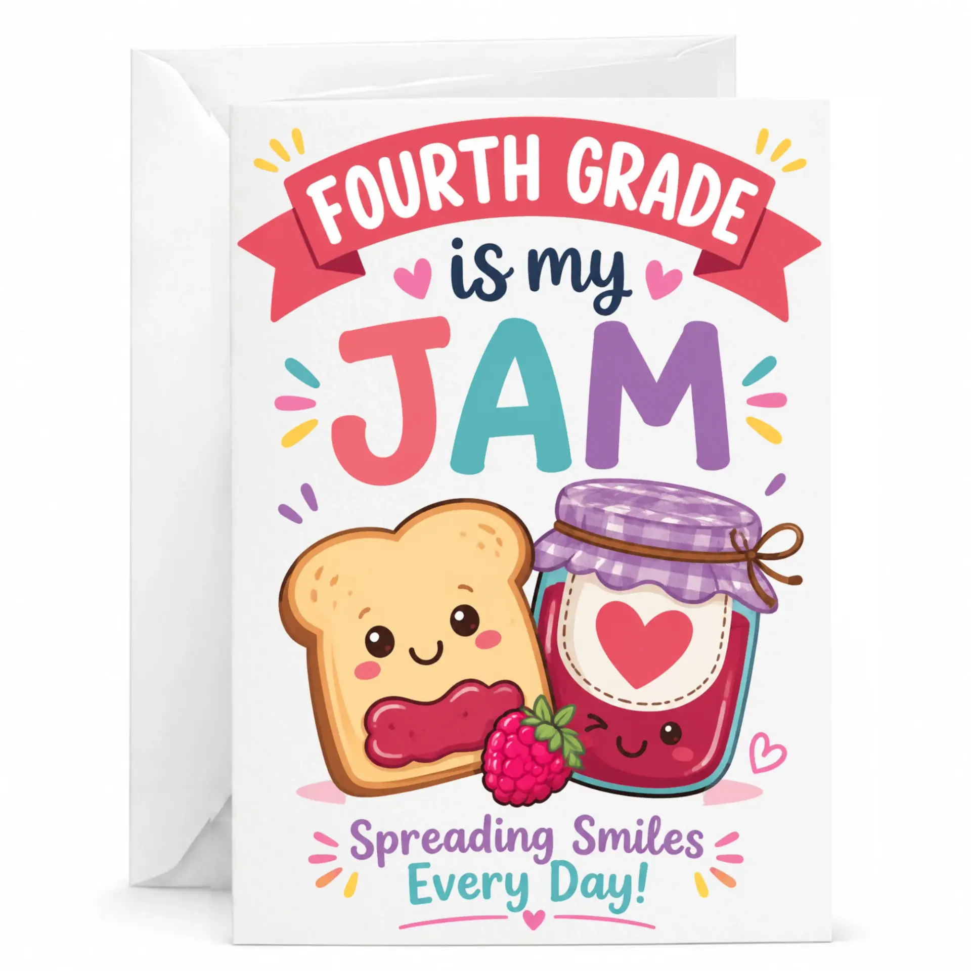 Funny Greeting Card Fourth Is My Pun Illustration Heavyweight Cardstock Note with White Envelope 5x7 Inches
