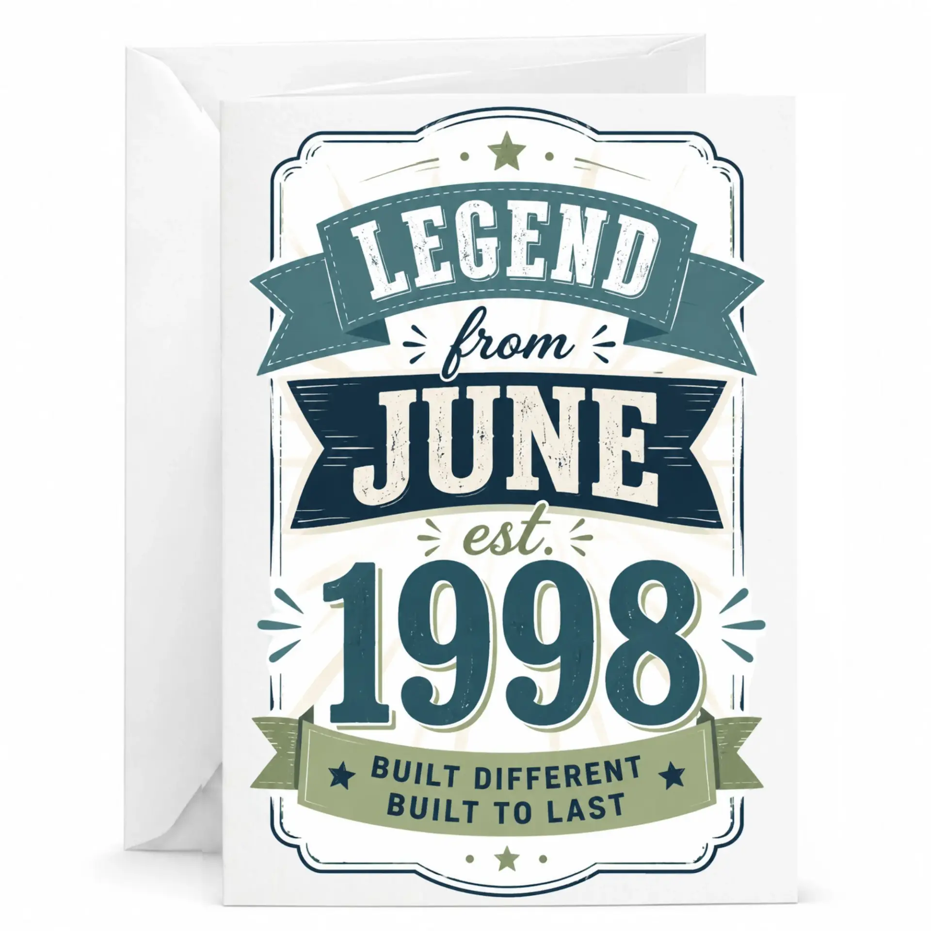 Birthday Card Legend from June 1998 Funny Vintage Style Greeting Card for Birthday Milestone Celebration and Anniversary