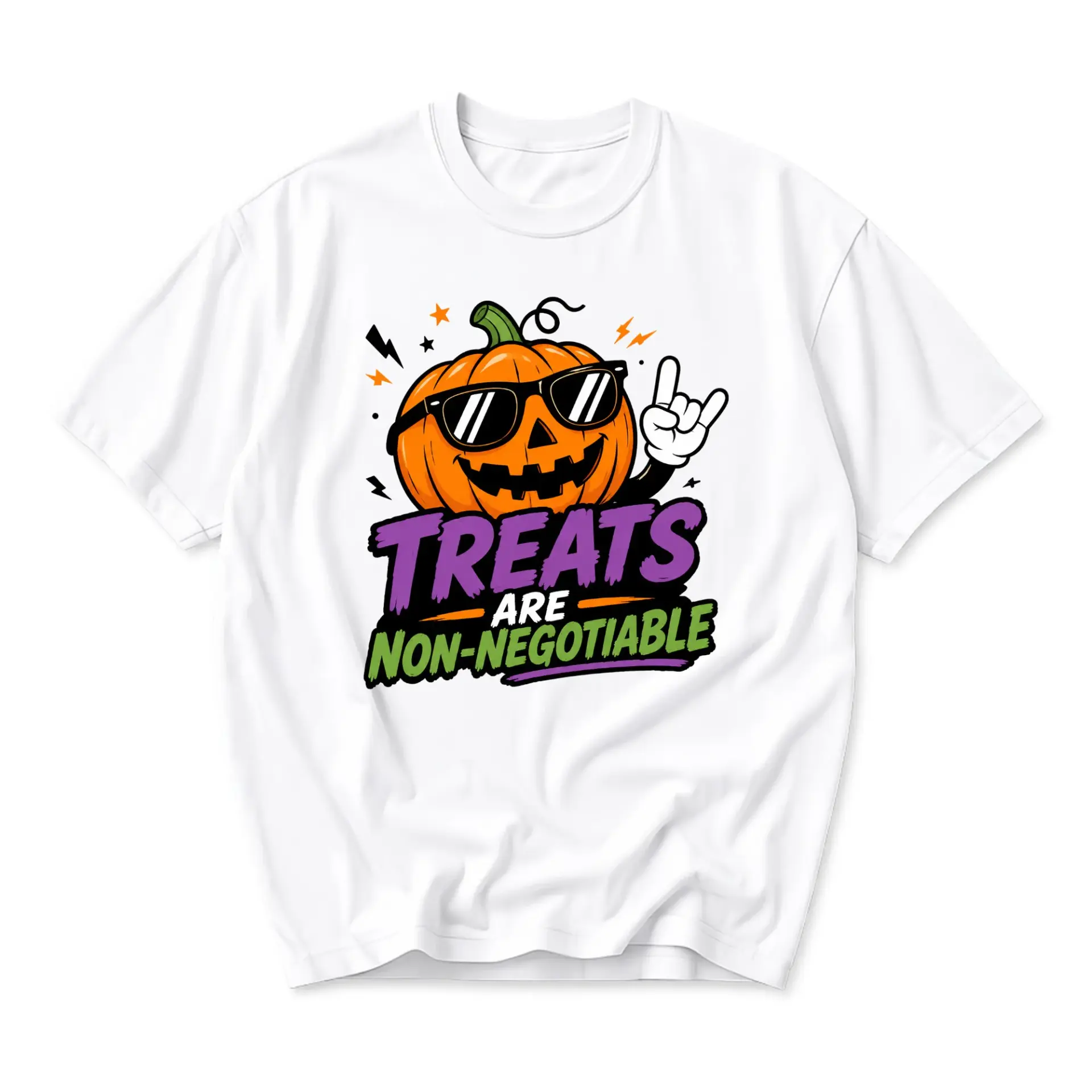 Funny Shirt Treats Are Non Negotiable Graphic Tee Unisex Fall Season Pumpkin Humor Top for Casual Everyday Wear