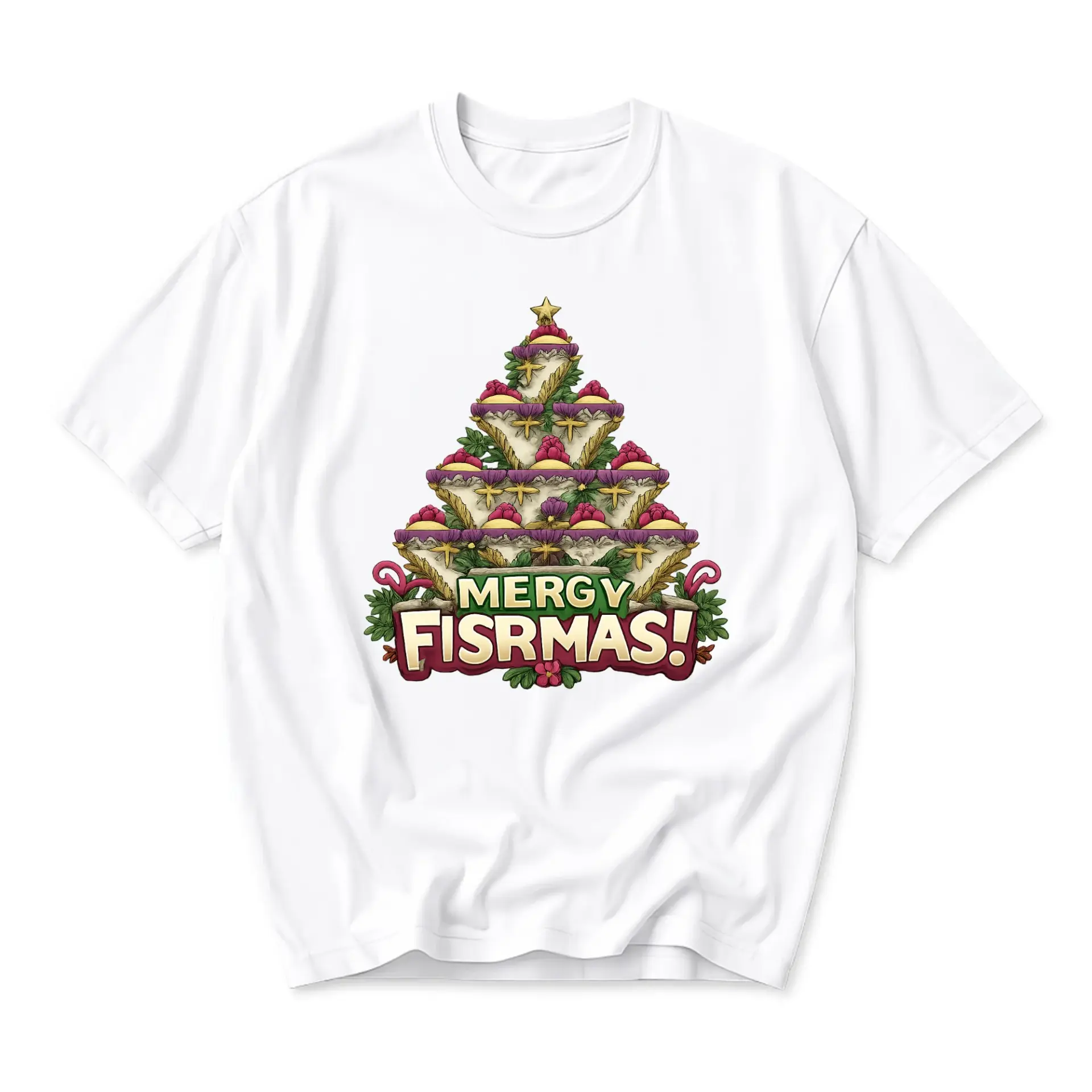 Funny Shirt Merry Fisrmas Graphic Printed T-Shirt Unisex Crew Neck Holiday