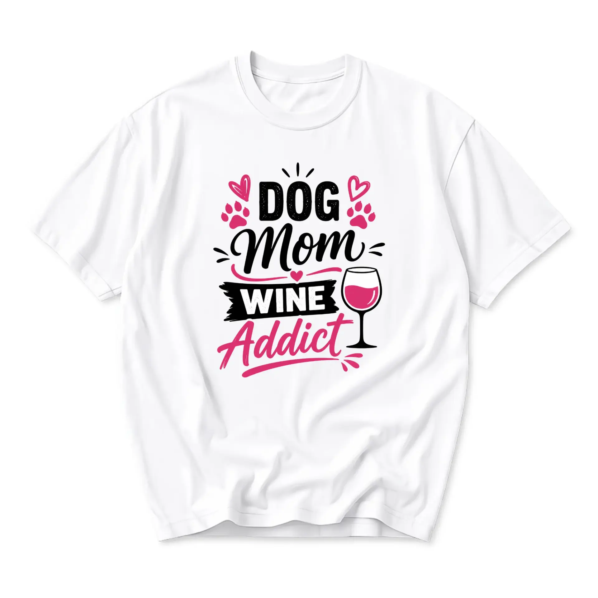 Funny Shirt Dog Mom Wine Graphic Tee Unisex Casual Apparel for Pet Lovers