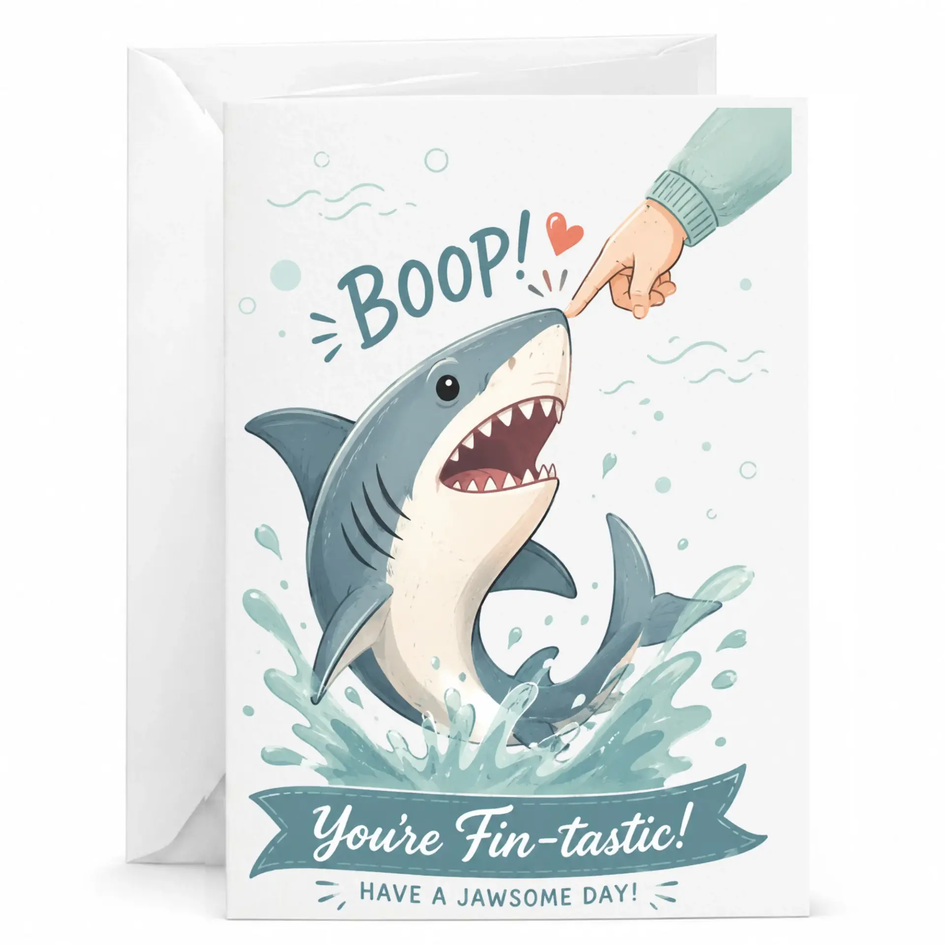 Funny Greeting Card with Cute Shark Illustration and Jawsome Day Pun for Any or