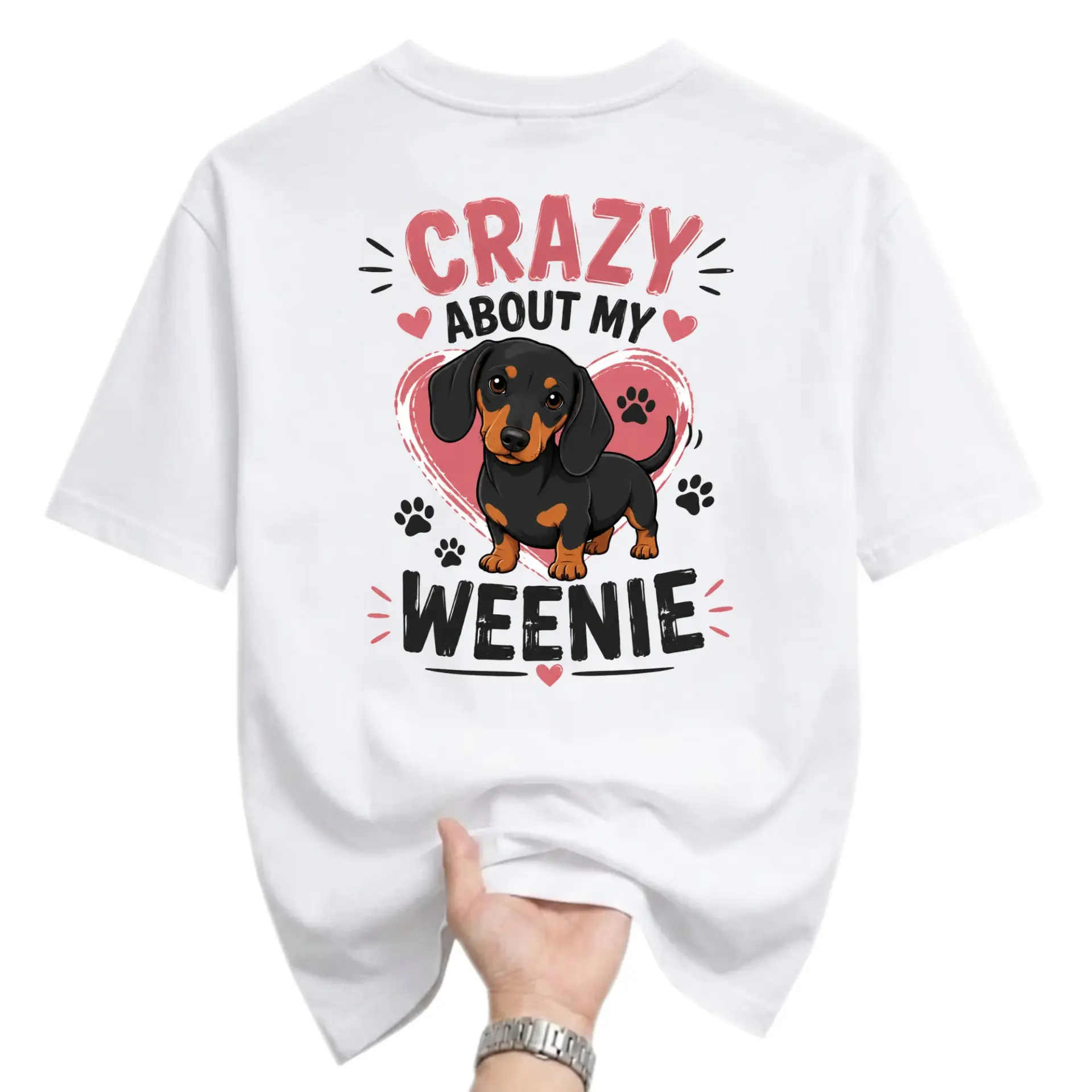 Funny Shirt Crazy About My Weenie Dog Lover Gift Unisex Crew Neck Graphic Printed T-Shirt Soft Cotton Casual Top