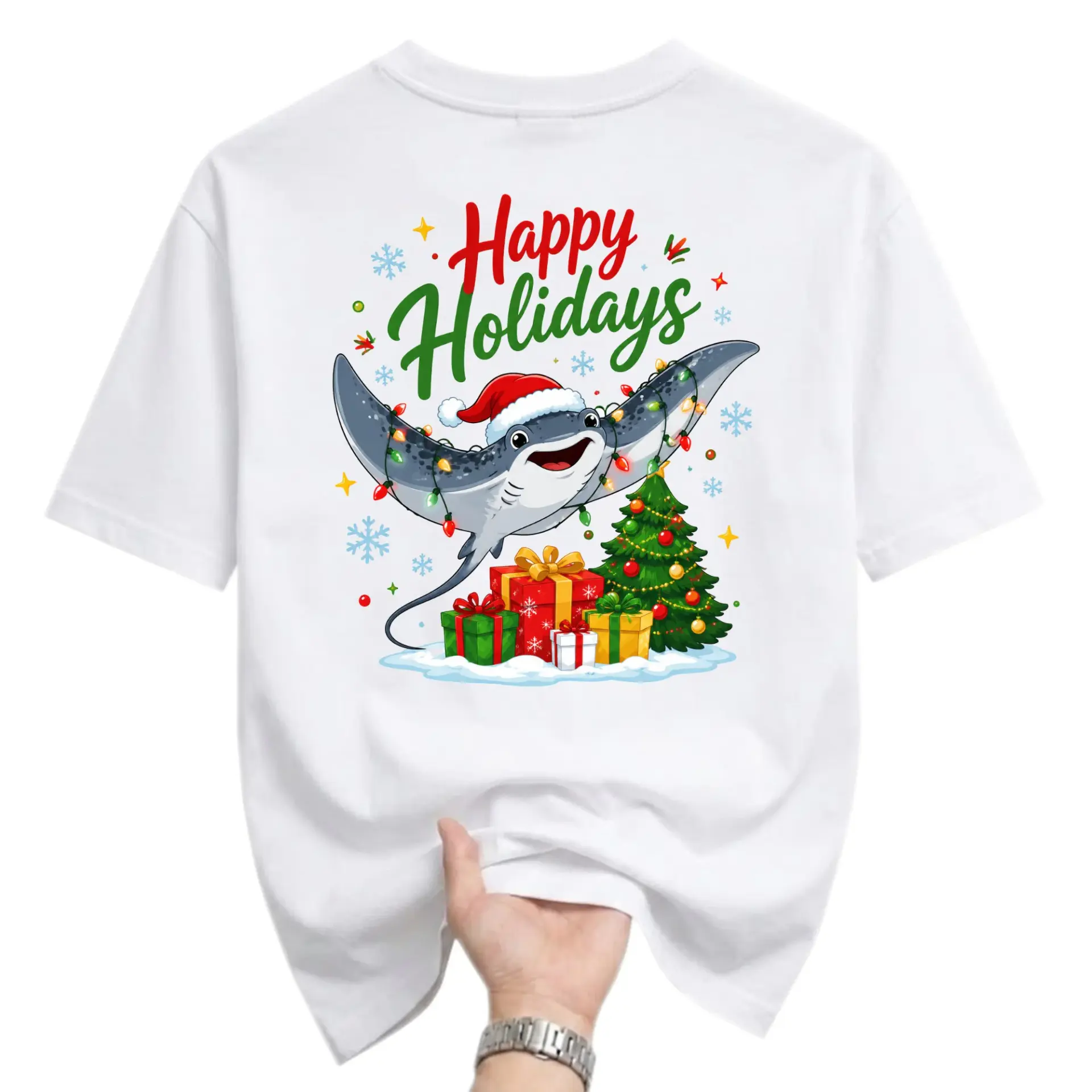 Funny Shirt Happy Holidays Ray Festive Christmas Apparel Unisex Graphic Printed T-Shirt Soft Cotton Casual Everyday Top