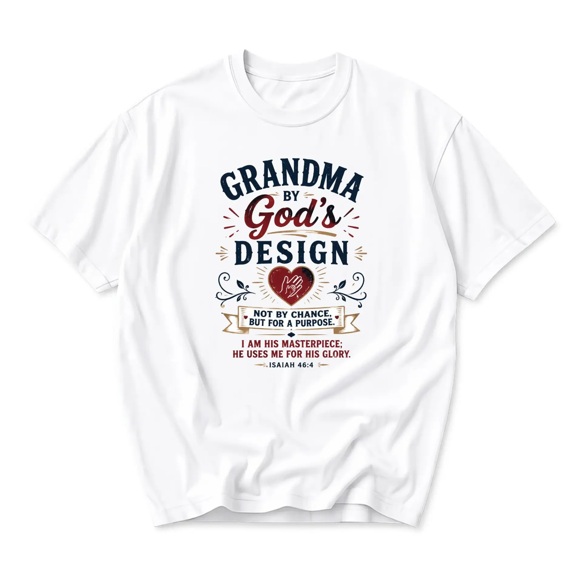 Graphic Tee Grandma by God's Design Religious Inspirational Faith Based Message Unisex Crew Neck Casual Cotton Shirt