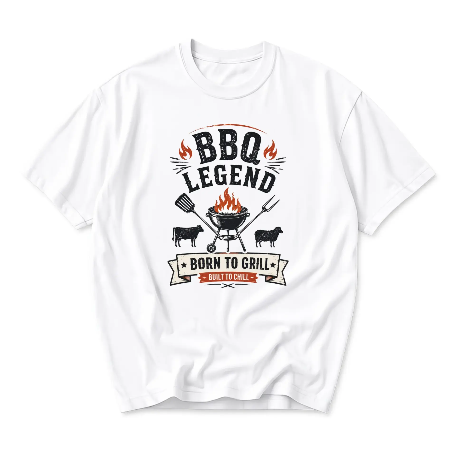 Funny Shirt Bbq Legend Born to Grill Graphic Tee for Men and Women Casual Summer Short Sleeve Crewneck Top