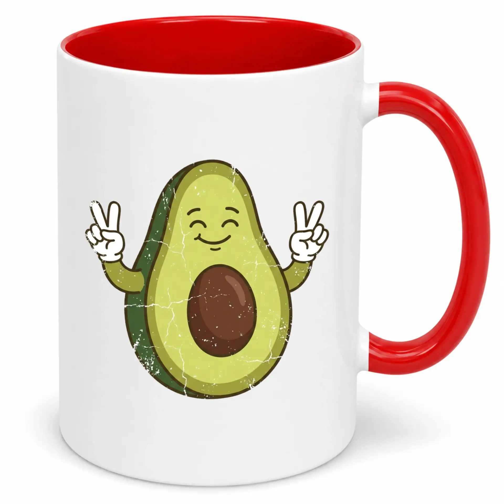 Funny Avocado Peace Sign Ceramic Coffee Mug - 11 Oz or 15 Oz White Drinkware with Vibrant Wraparound Design - Dishwasher Microwave Safe Kitchenware Gift