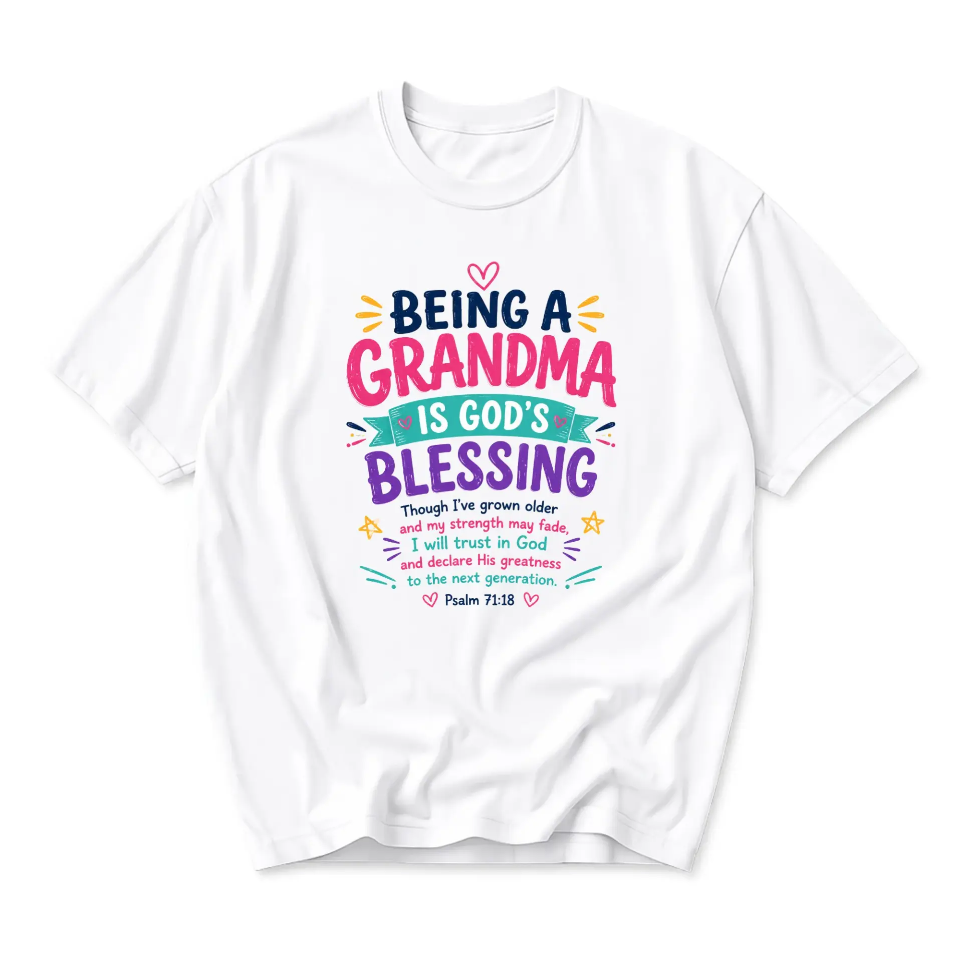 Graphic Tee Being a Grandma Is Gods Blessing Religious Inspirational Quote Print Unisex Casual Cotton Crew Neck Shirt