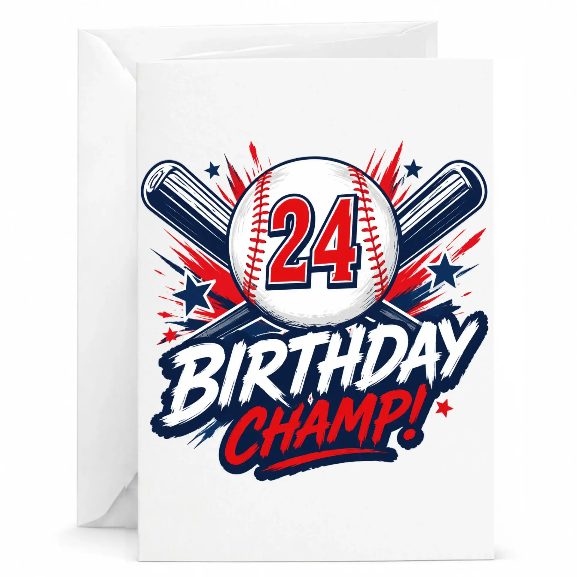 Birthday Card for 24 Year Old Baseball Fan Sport Themed Greeting Card with Envelope for Milestone Birthday Celebration