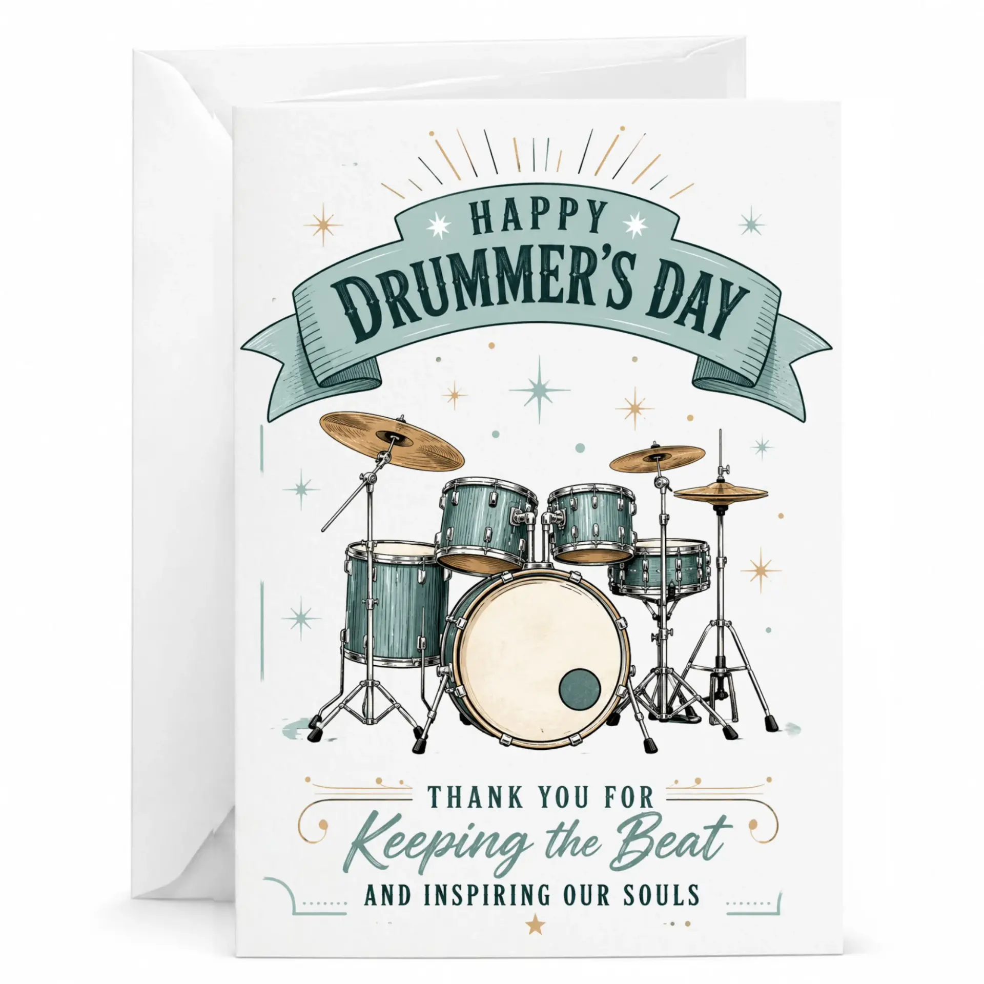 Greeting Card for Drummer Happy Drummer's Day Keeping Music Performer Appreciation 5x7 Folded Note