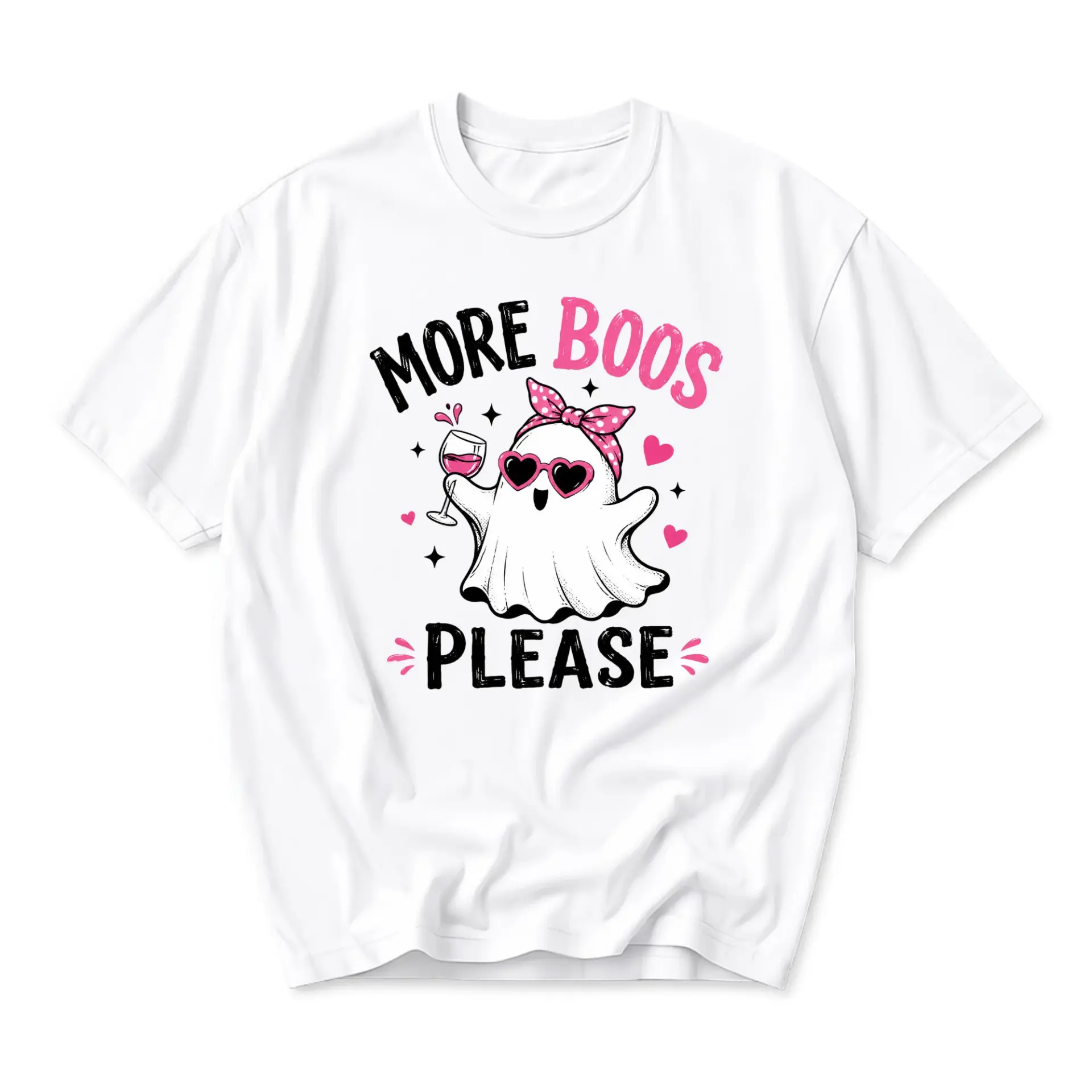 Funny Shirt More Boos Please Graphic Tee Unisex Crew Neck Casual Wear Soft Breathable Cotton Blend Apparel White