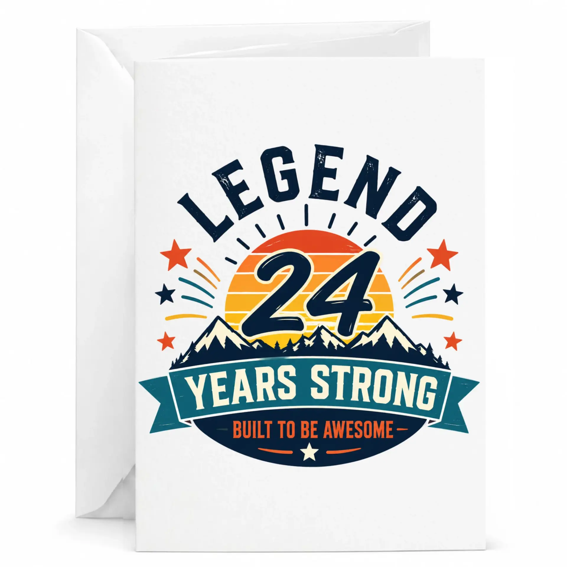 Birthday Card 24 Years Strong Legend Milestone Celebration Greeting Card for Twenty-Fourth Birthday Anniversary