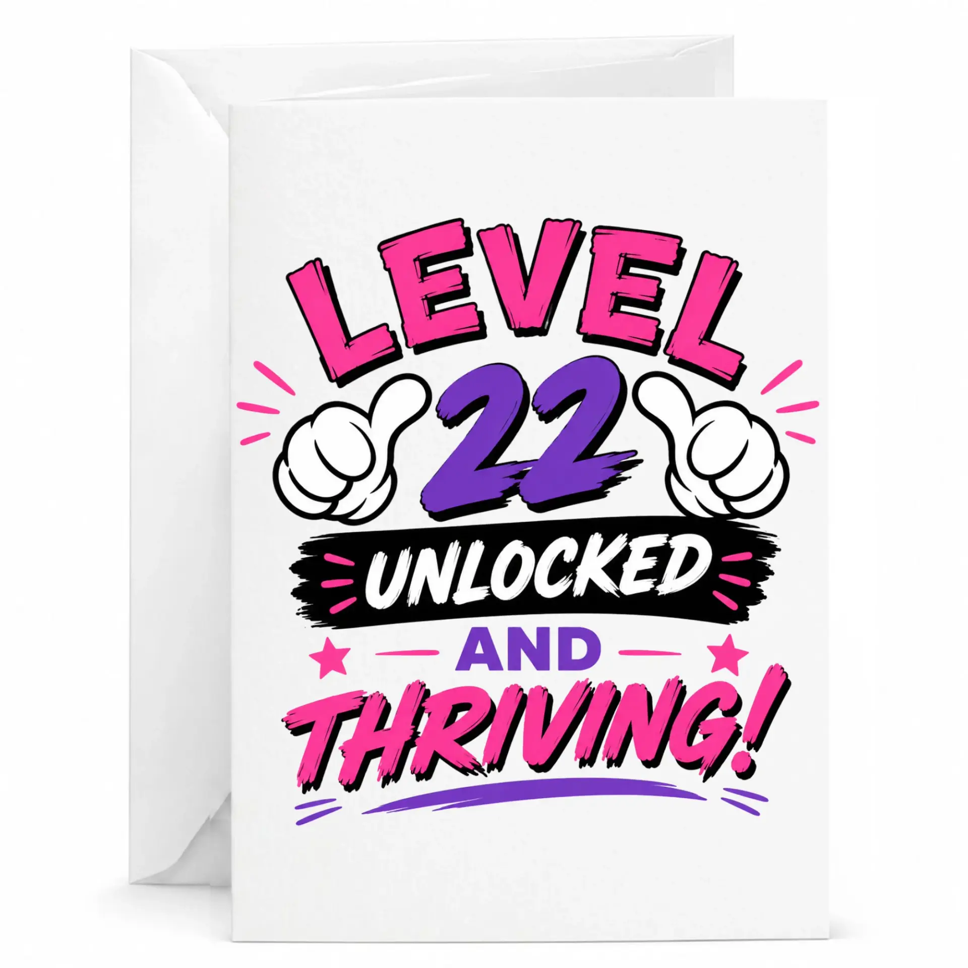 Birthday Card Level 22 Unlocked and Thriving Gamer Theme Greeting Card for Twenty Second Birthday Milestone Celebration
