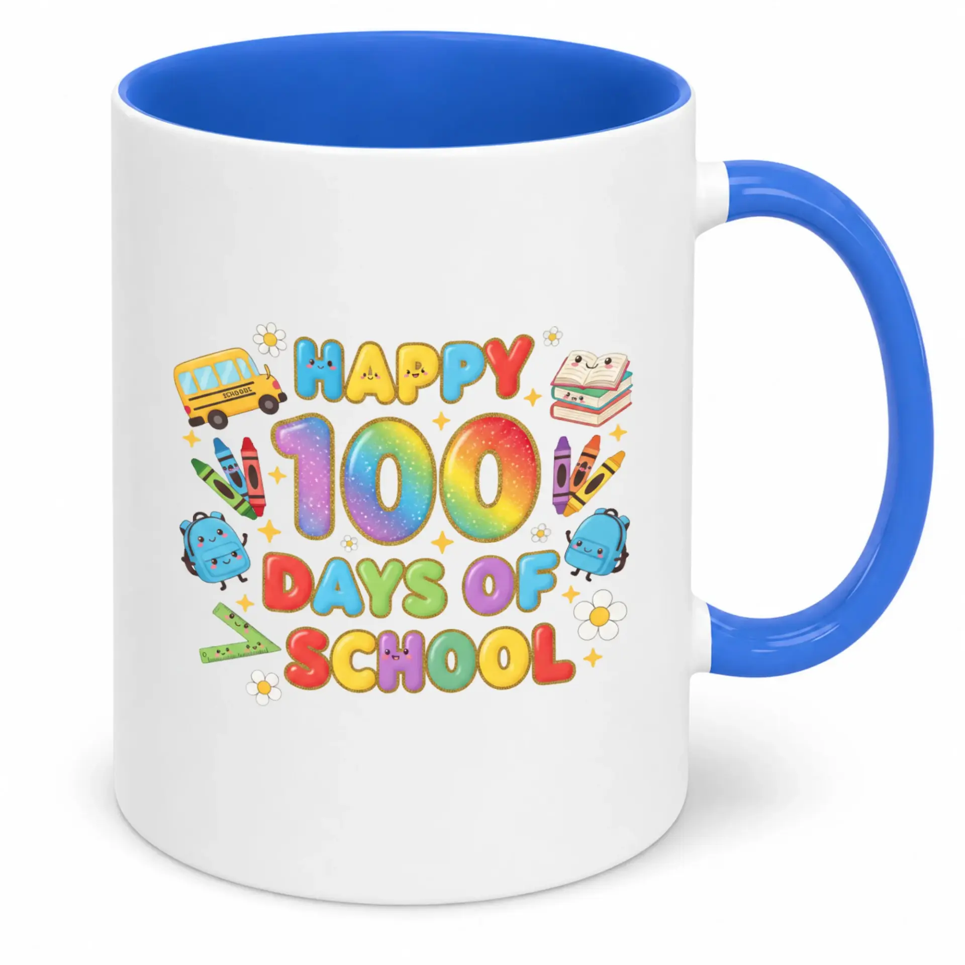 Ceramic Coffee Mug Celebrating 100 Days of School with Vibrant Educational Theme | Sturdy White Drinking Cup for Teachers Students Parents