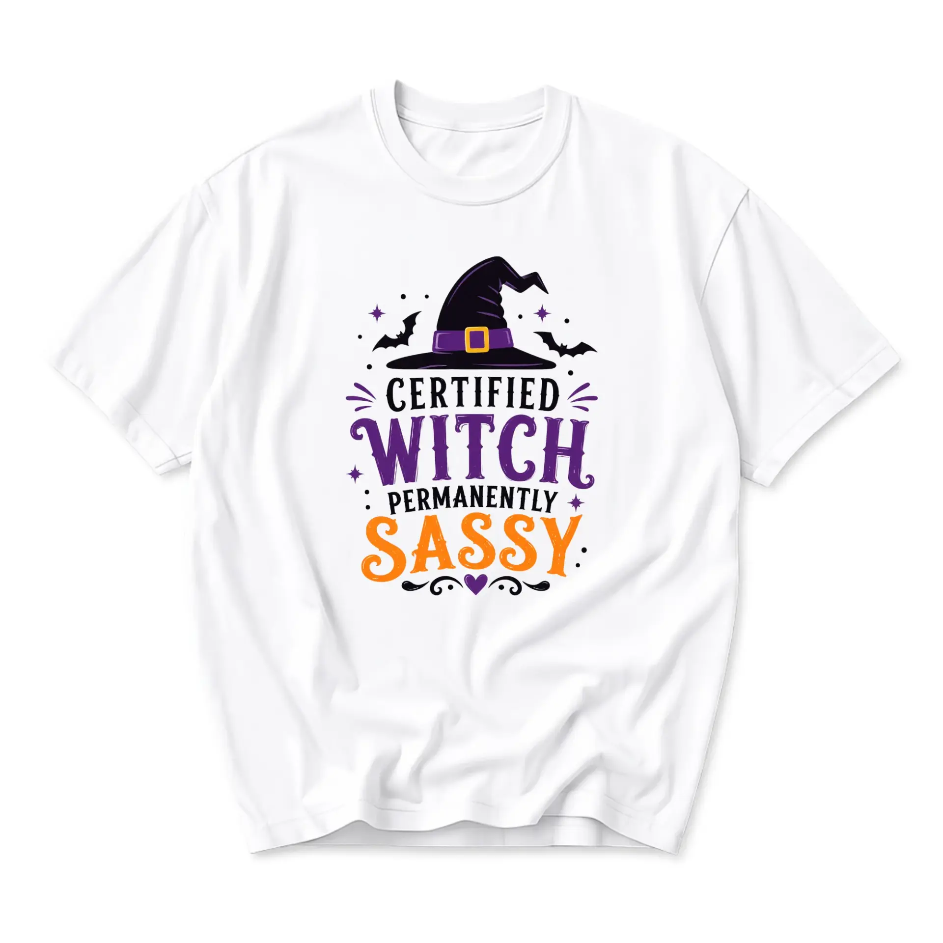 Funny Shirt Certified Witch Permanently Sassy Graphic Tee Unisex Casual Apparel for Halloween and Everyday Seasonal Wear
