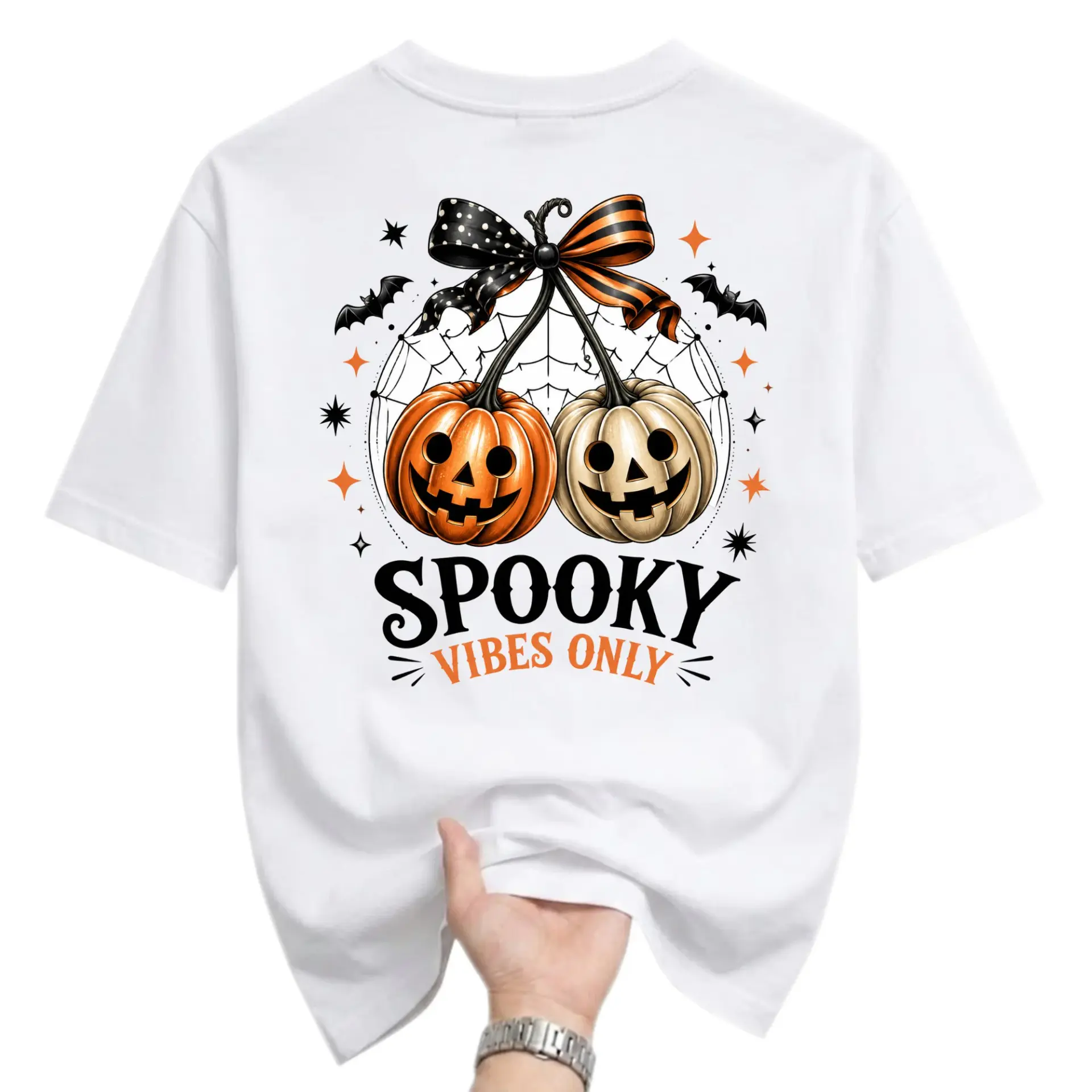 Graphic Tee Spooky Vibes Only Halloween Pumpkin Unisex Shirt for Everyday Casual Wear and Autumn Season Celebration