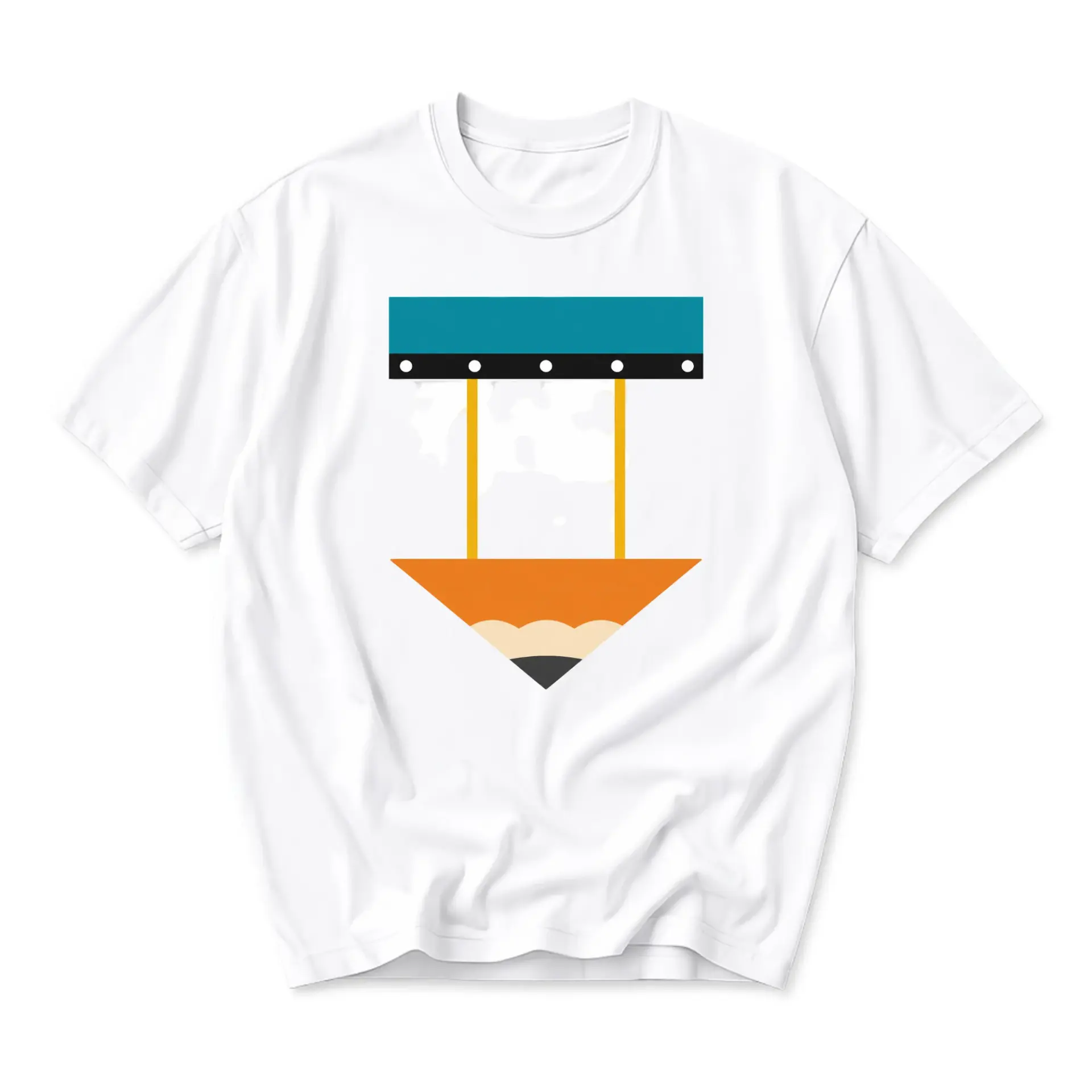 Graphic Tee Unisex Crew Neck T-Shirt Featuring a Minimalist Geometric Pencil Illustration for Casual Daily Wear