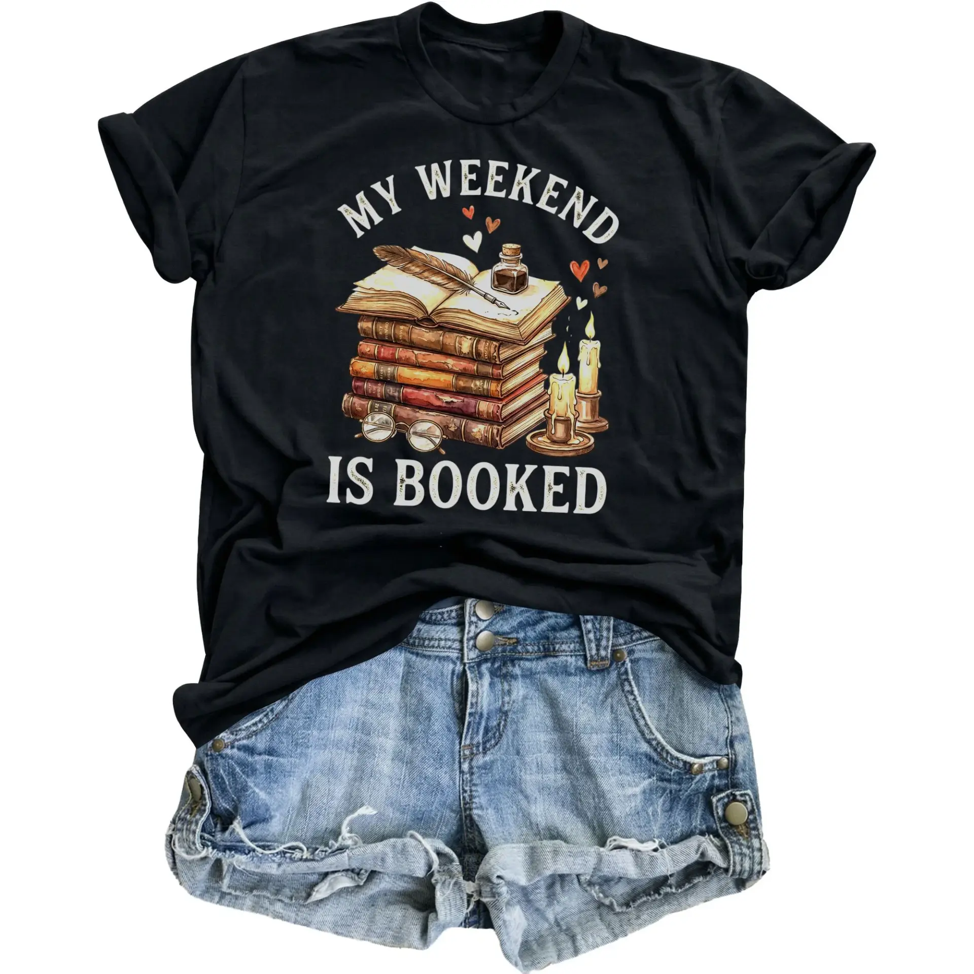 Graphic Tee My Weekend Is Booked Funny Reading Enthusiast Unisex T-Shirt for Literature Lovers and Casual Daily Outfits