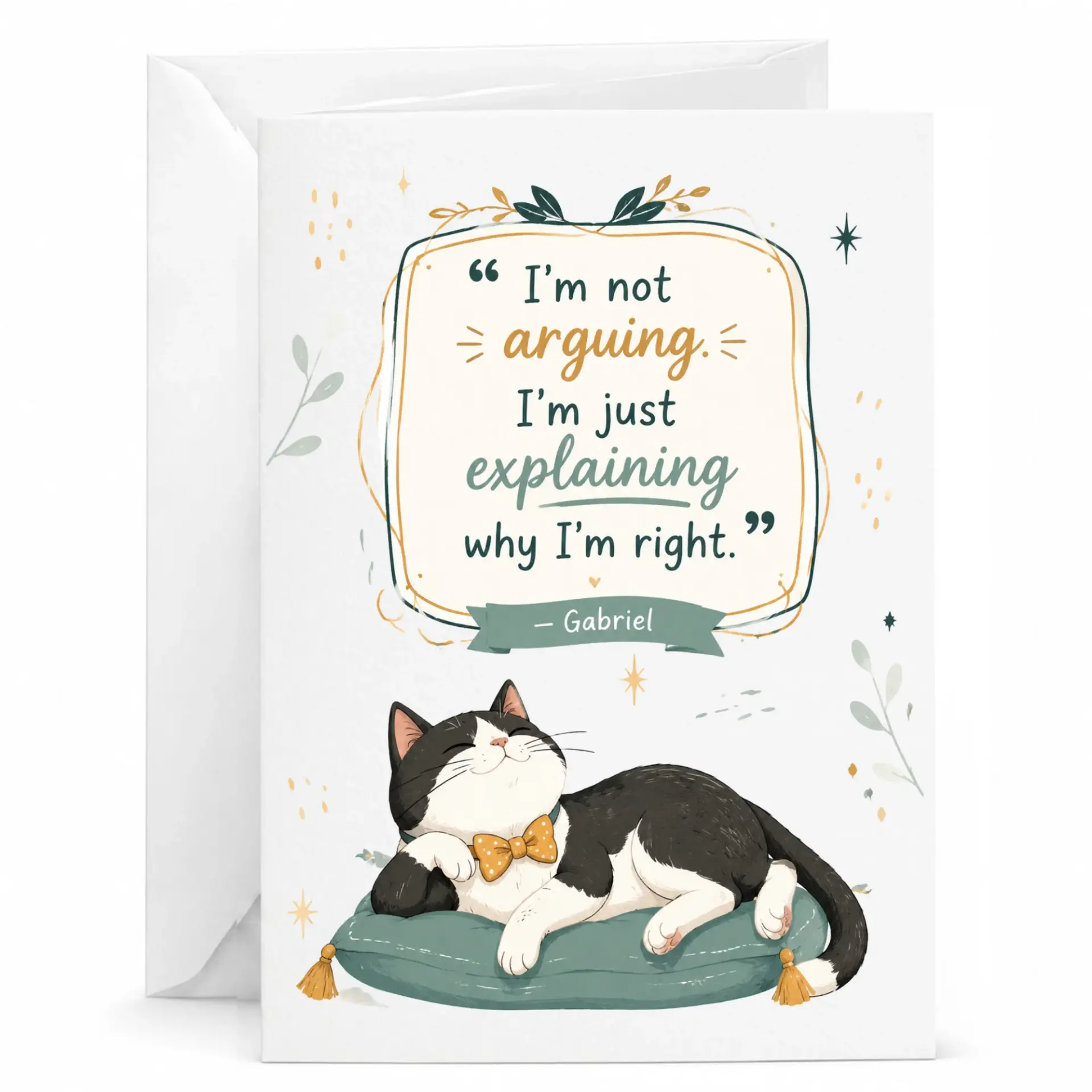 Funny Cat Greeting Card I Am Not Arguing I Am Just Explaining Why I Am Right Sarcastic Quote Illustration